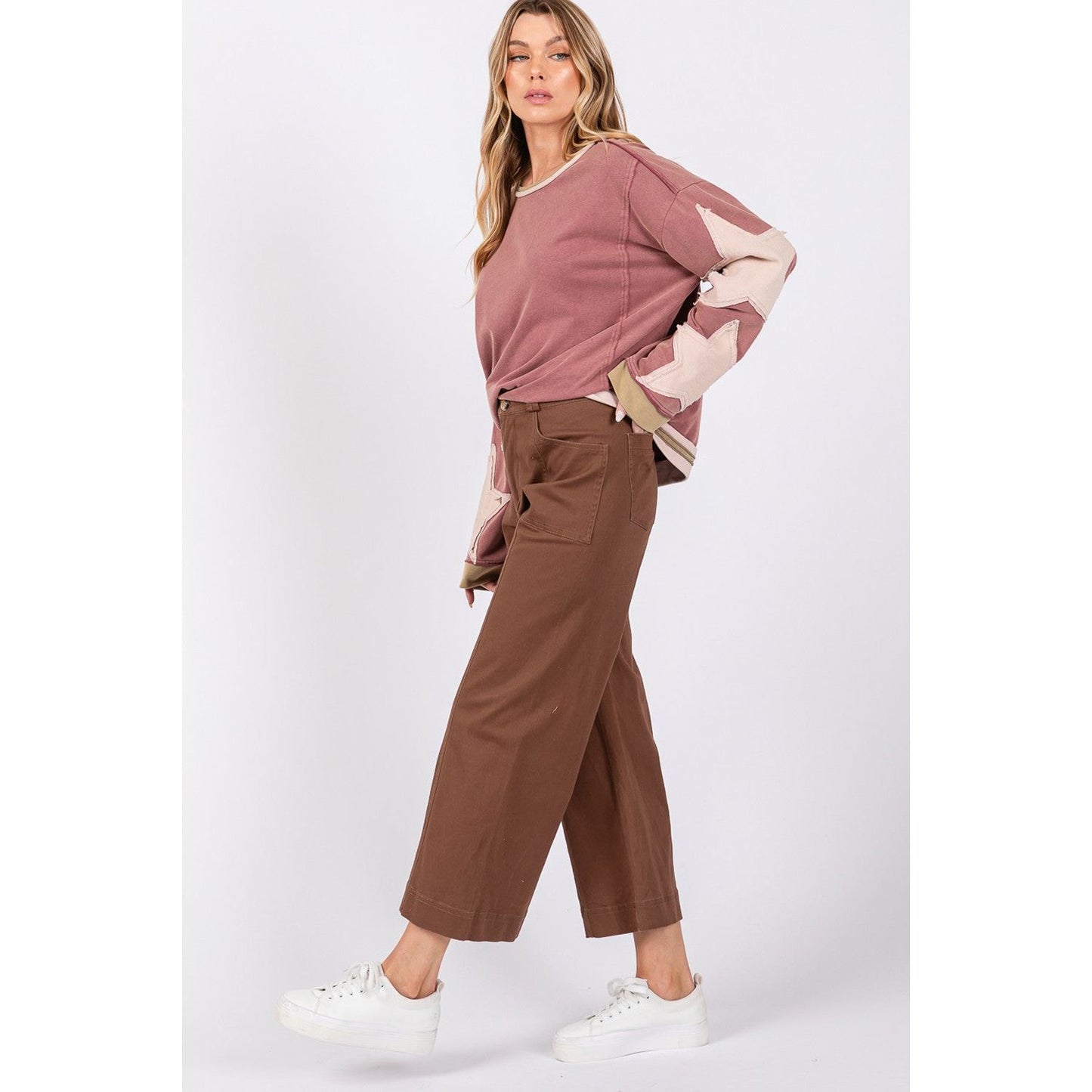 SAGE + FIG Wide Leg Cropped Pants