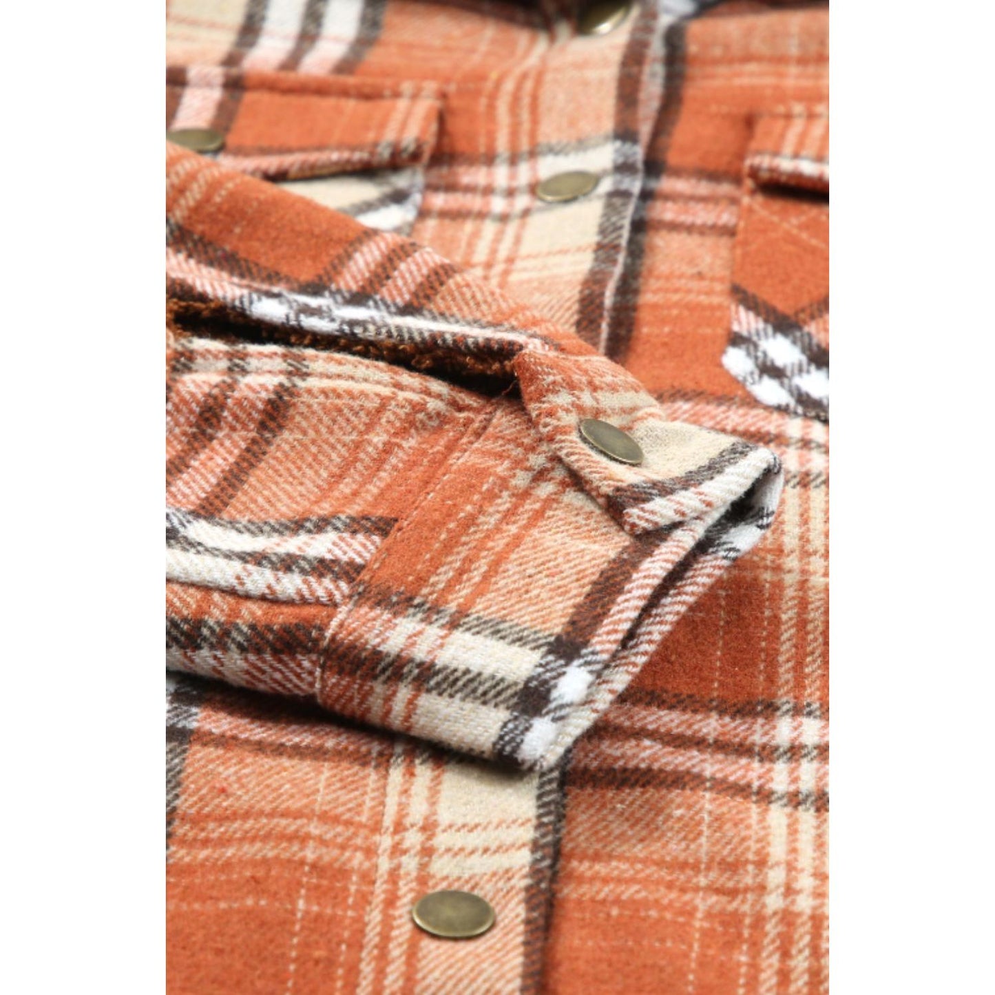 Plaid Button Up Long Sleeve Hooded Jacket