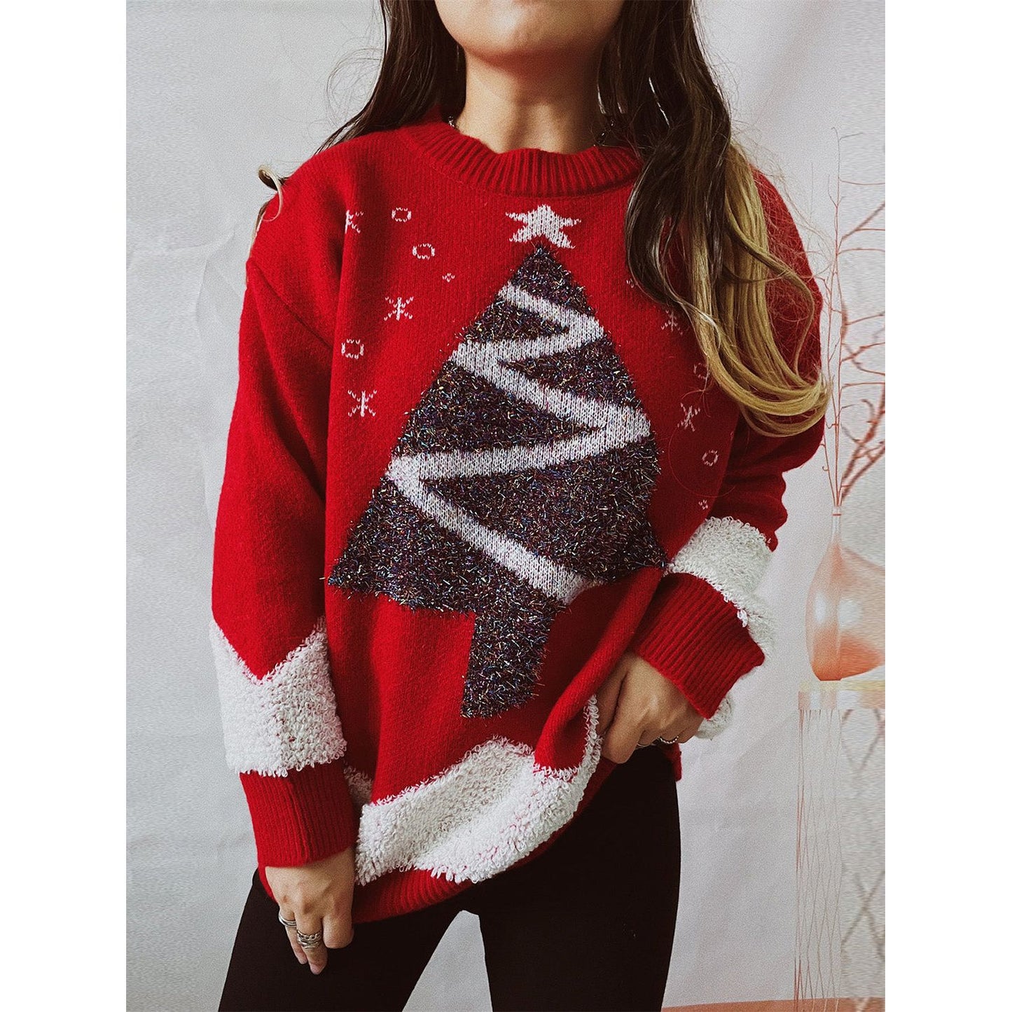 Christmas Tree Graphic Dropped Shoulder Sweater