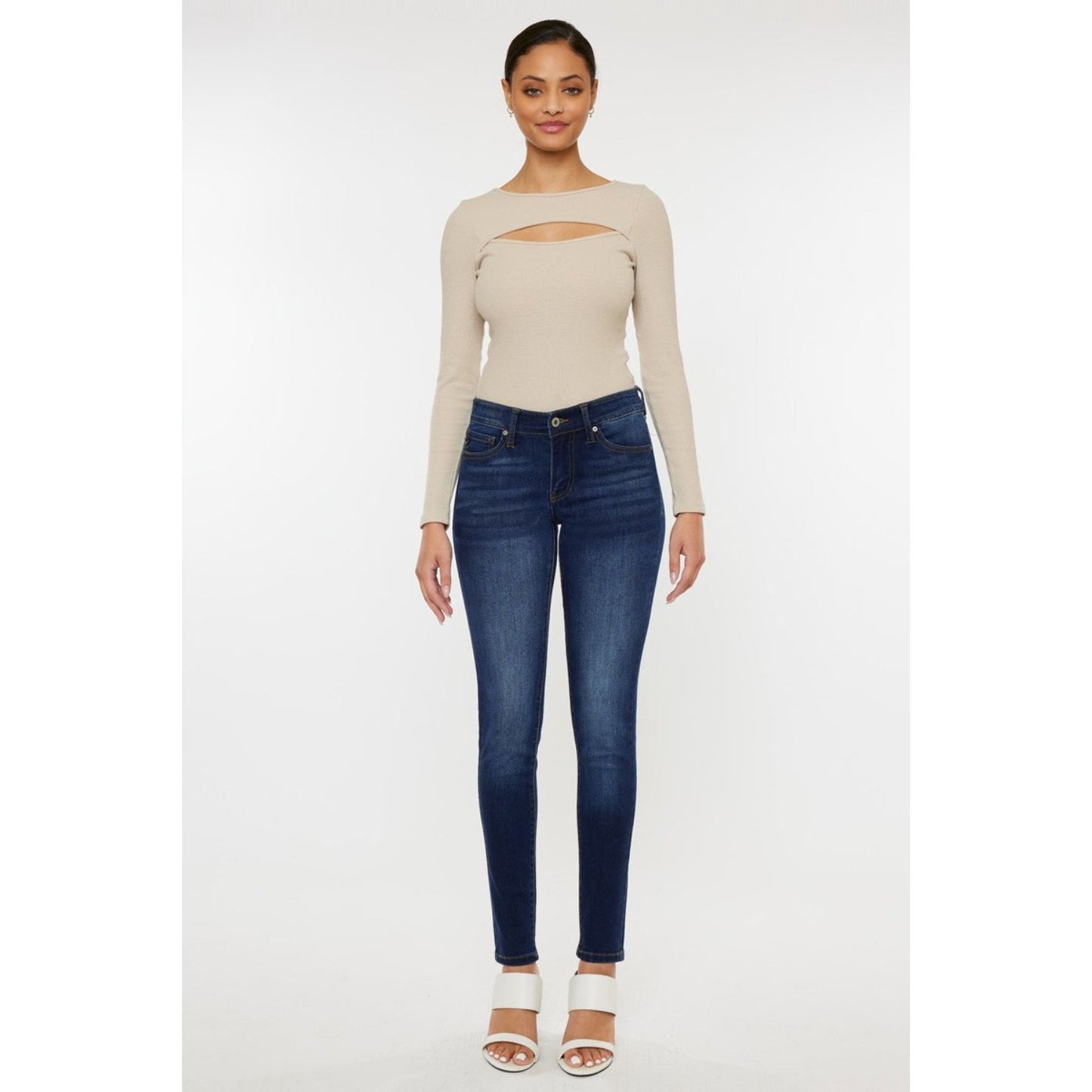 Kancan Mid Rise Gradient Skinny Jeans