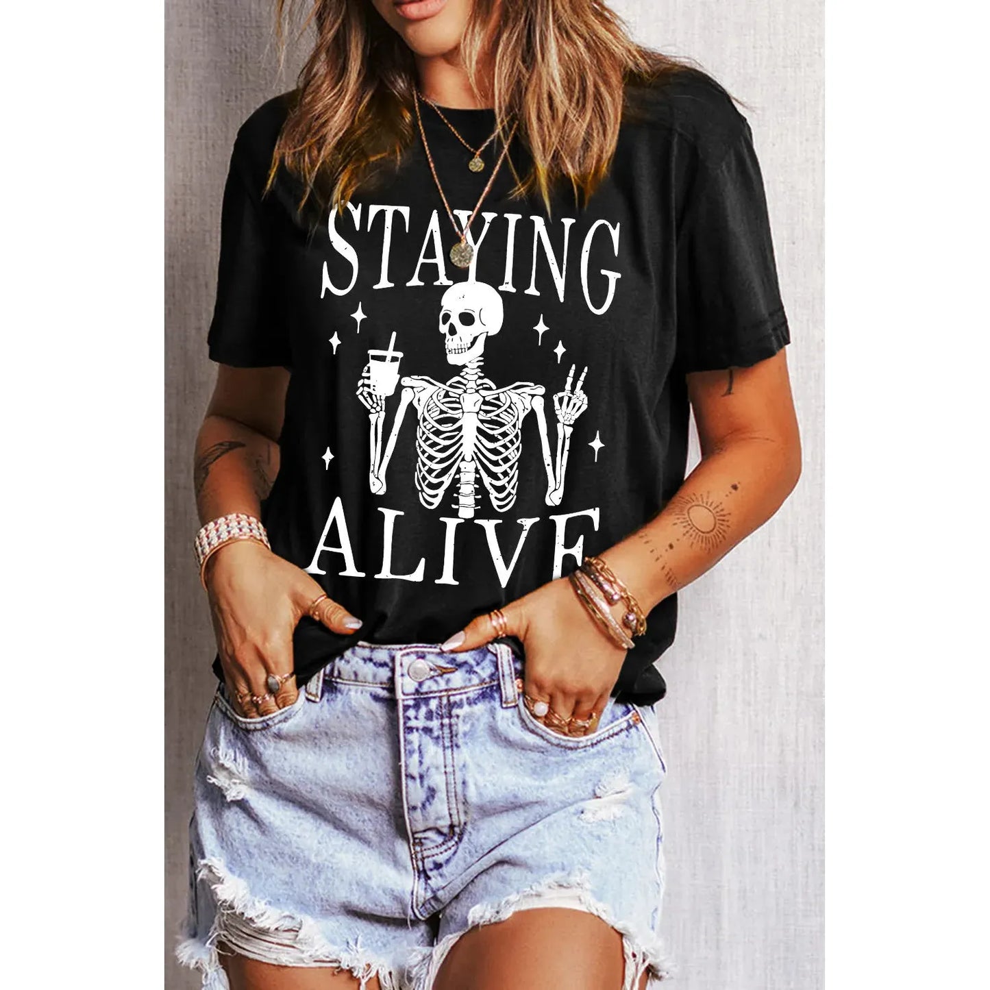 Graphic Round Neck Short Sleeve T-Shirt