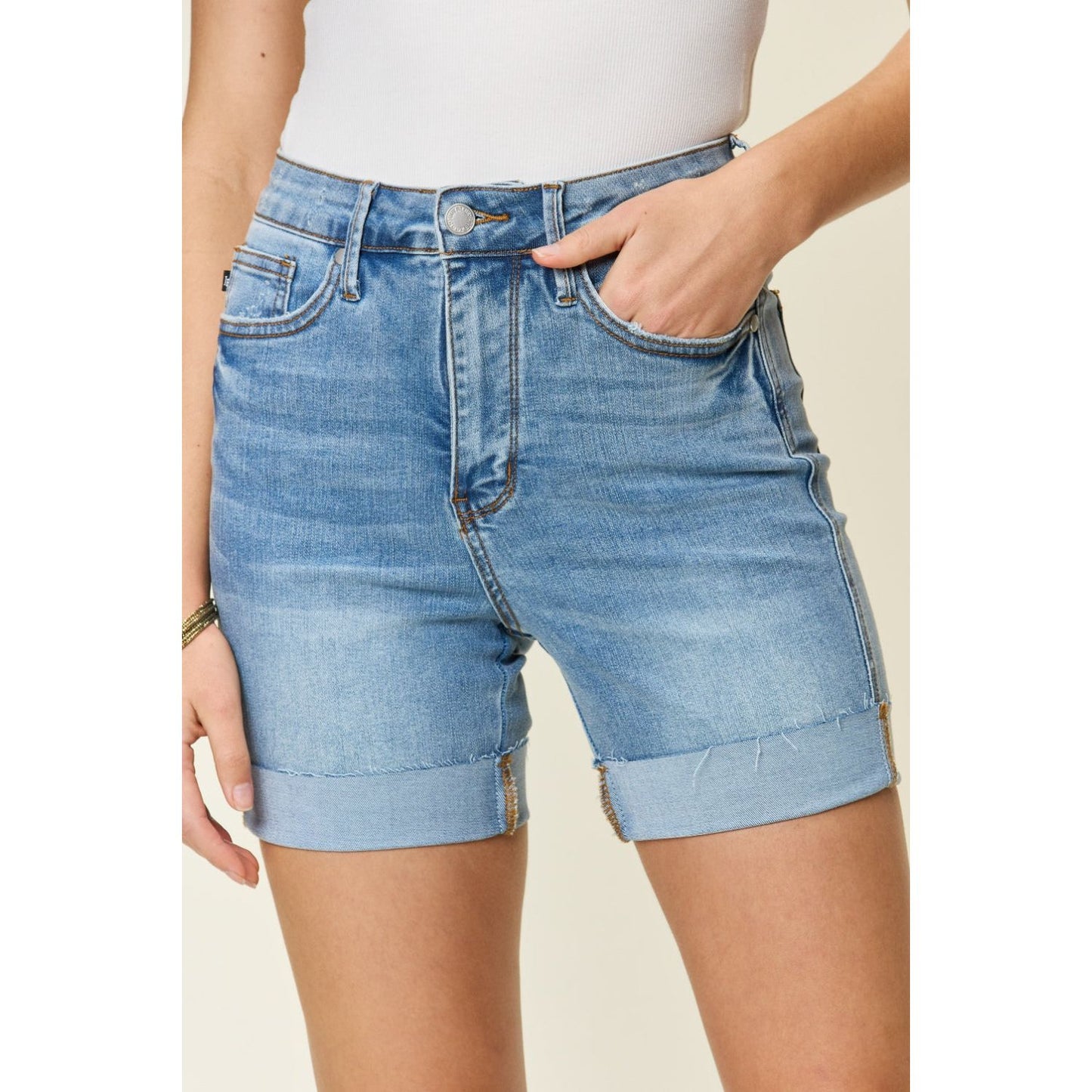 Judy Blue Full Size Tummy Control High Waist Denim Shorts