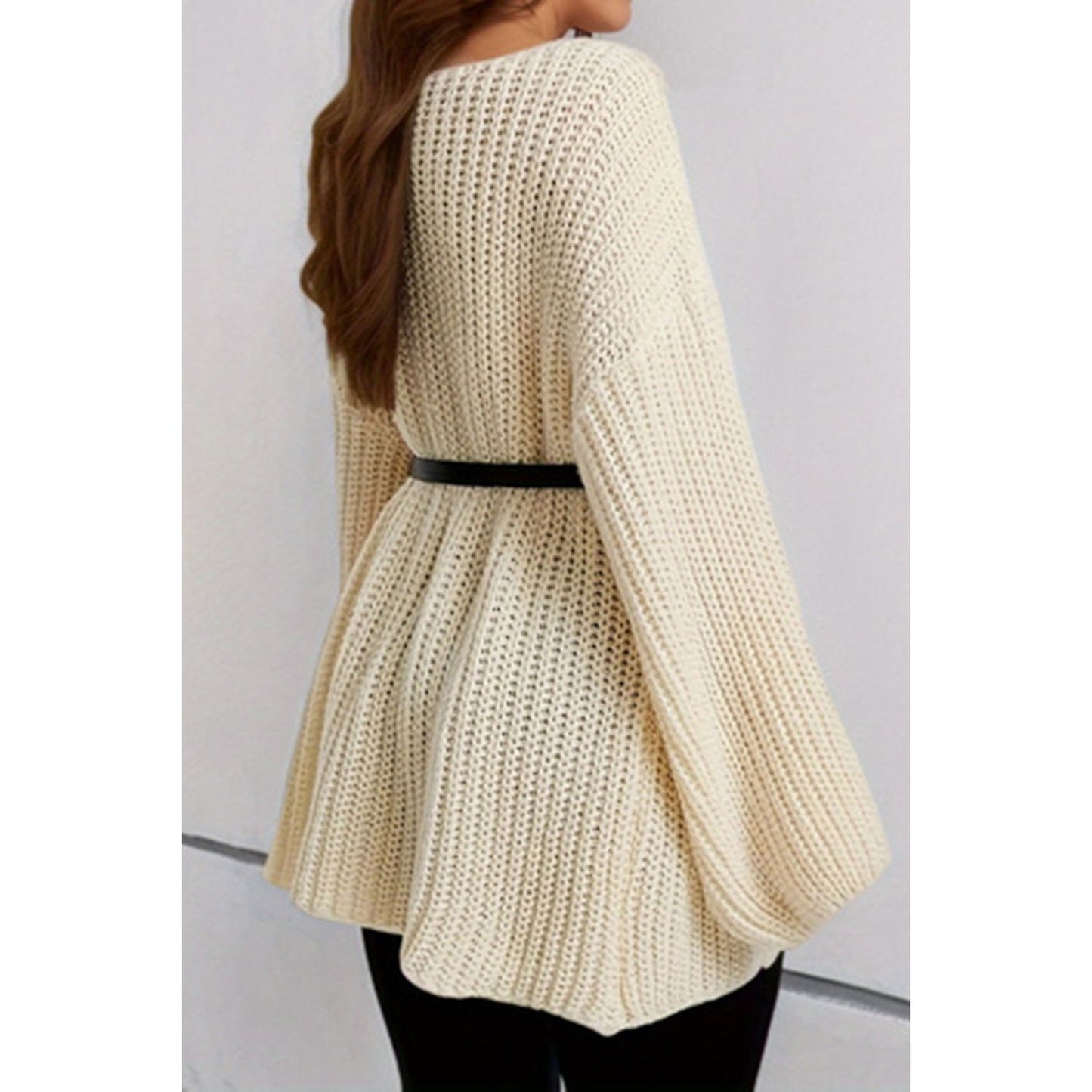 Boat Neck Dropped Shoulder Mini Sweater Dress