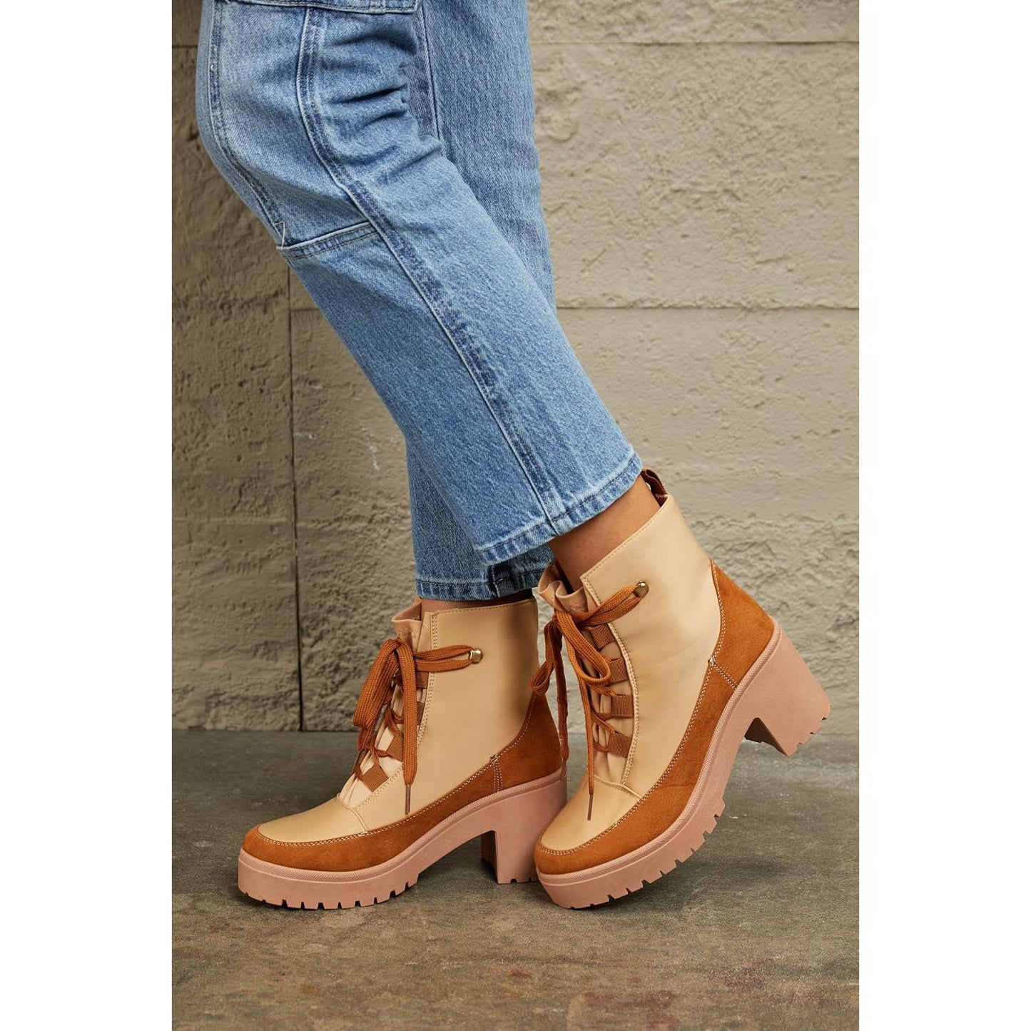 East Lion Corp Lace Up Lug Booties