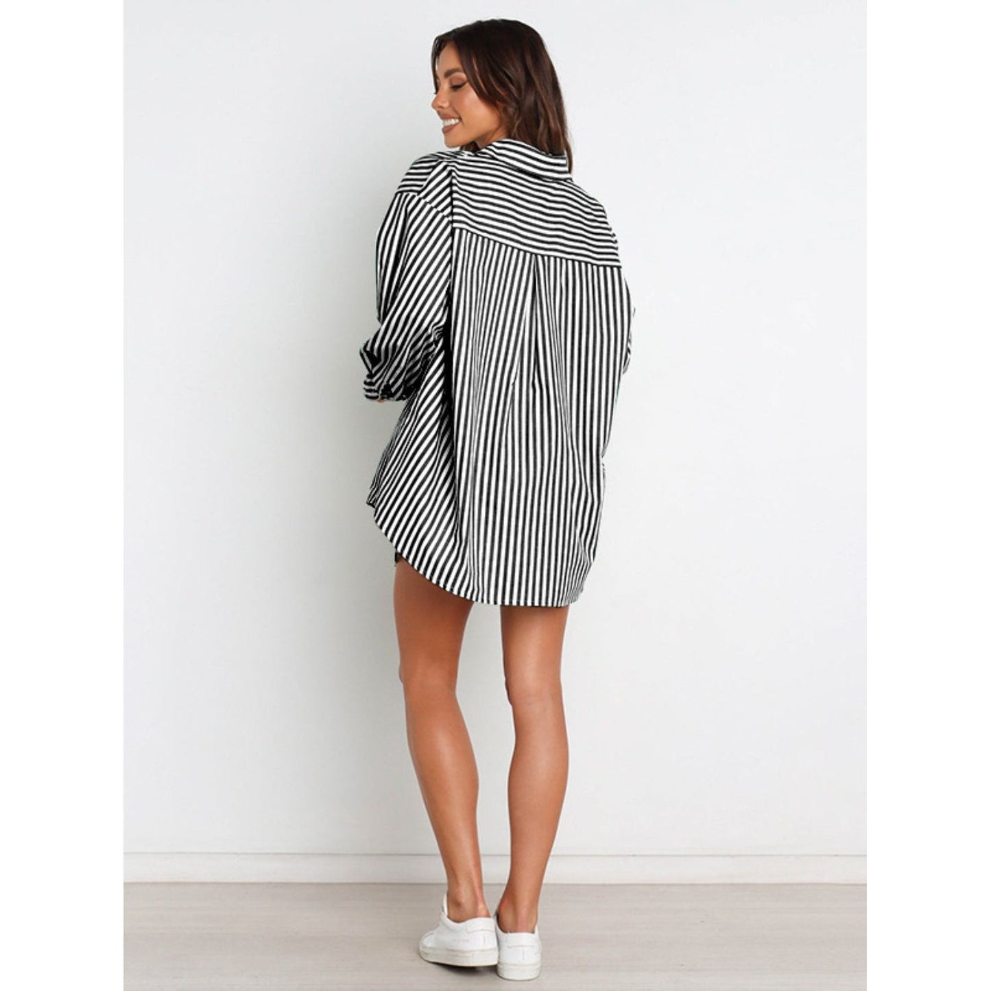 Striped Dropped Shoulder Shirt and Shorts Set