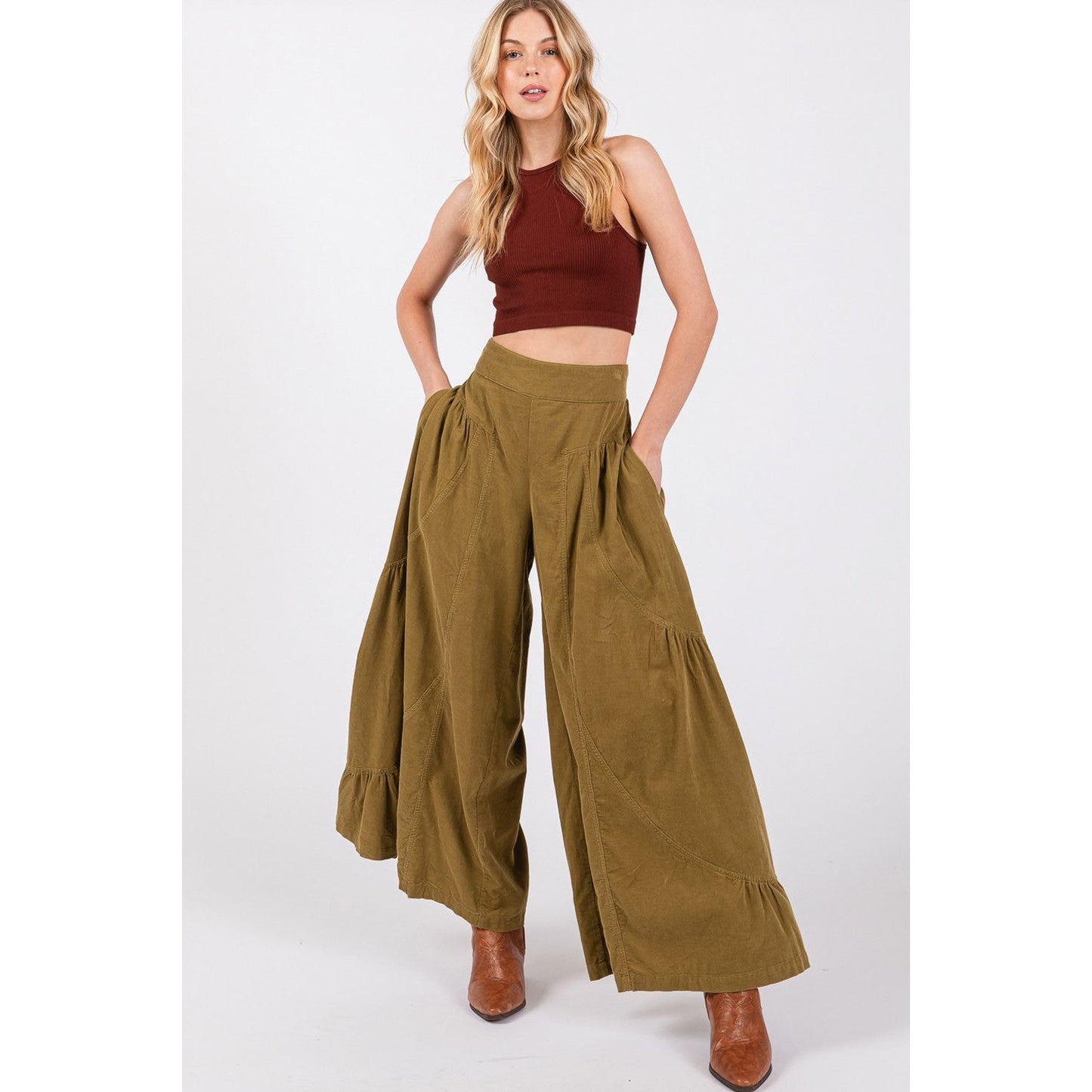 SAGE + FIG High Rise Corduroy Wide Leg Pants