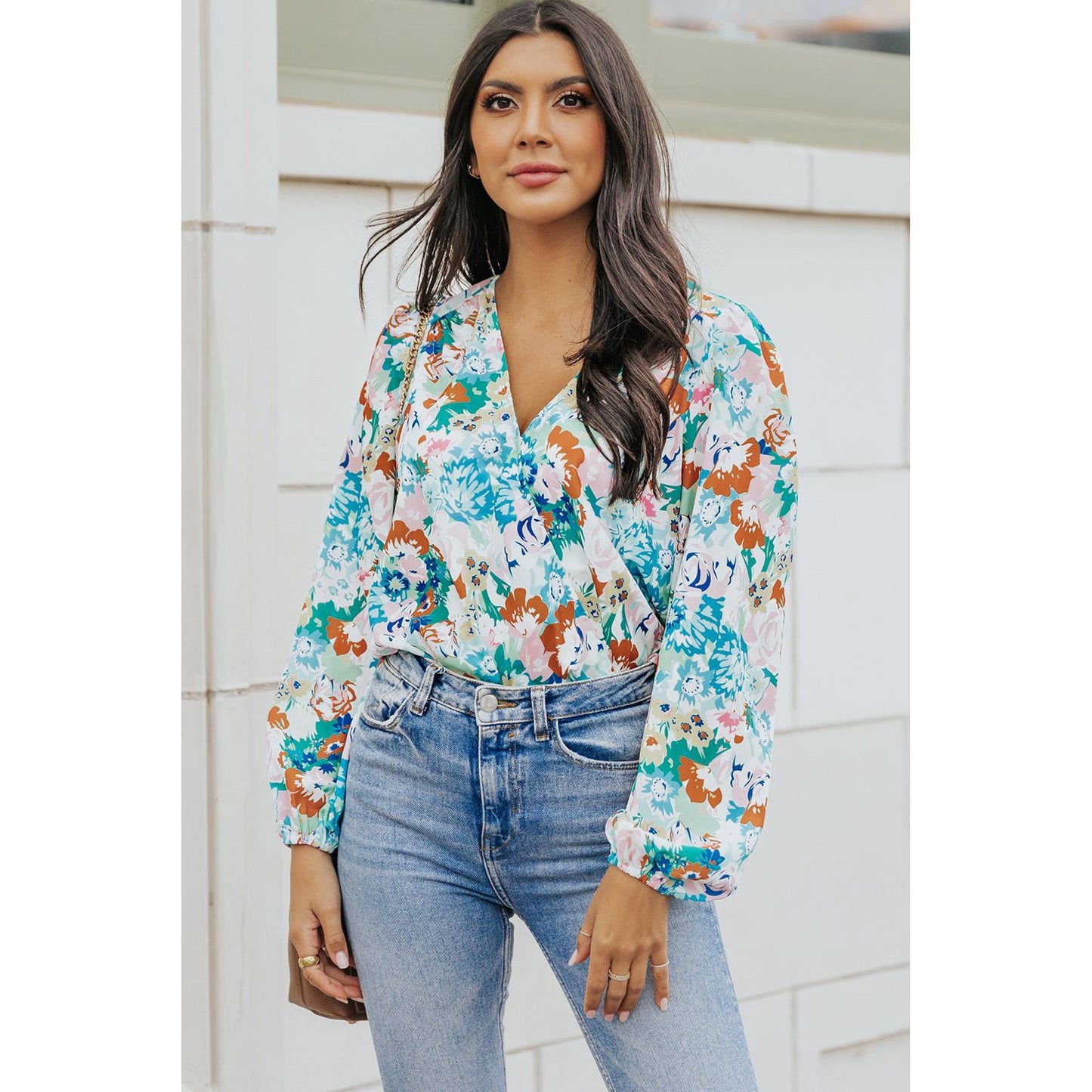 Floral Long Balloon Sleeve Bodysuit