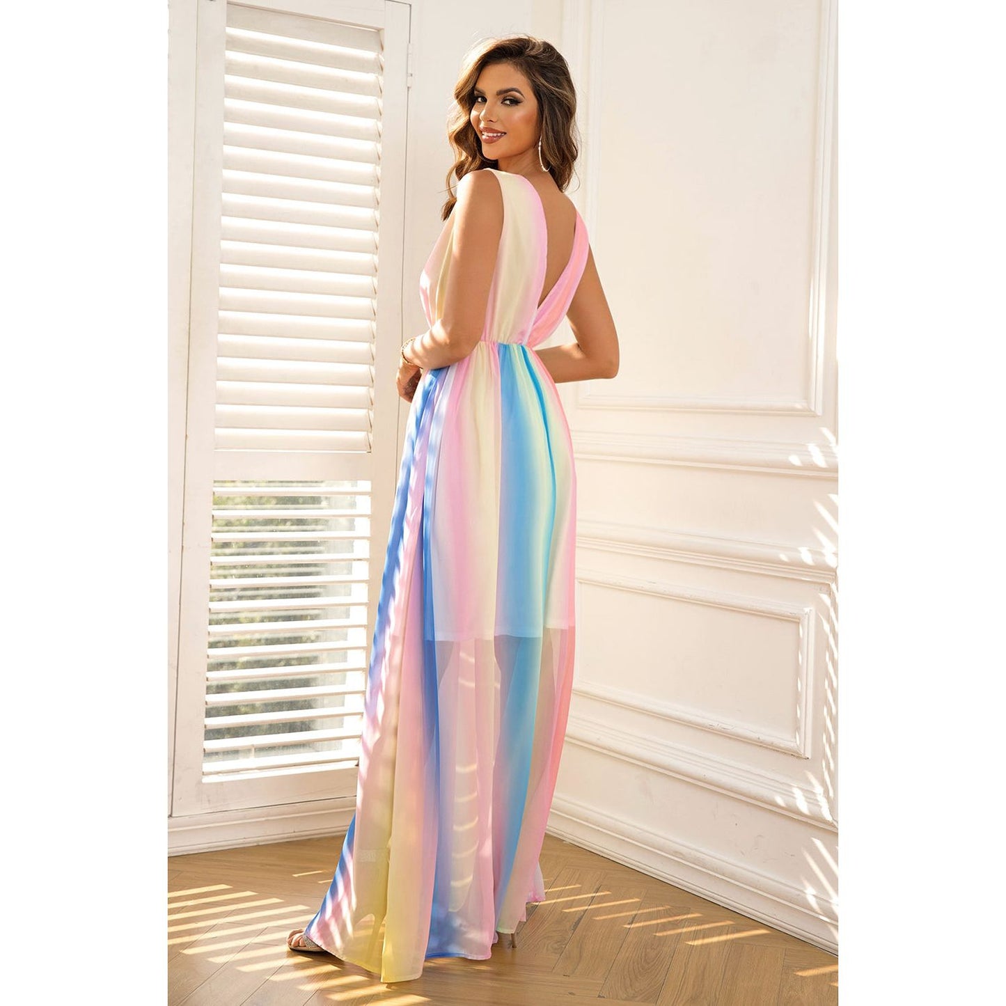 Surplice Neck Sleeveless Maxi Dress