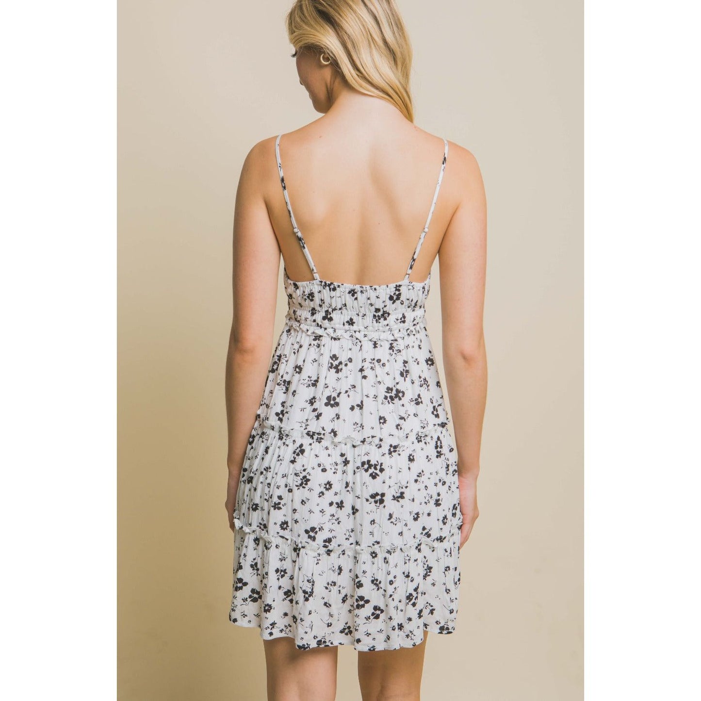 Love Tree Floral Tiered Cami Mini Dress