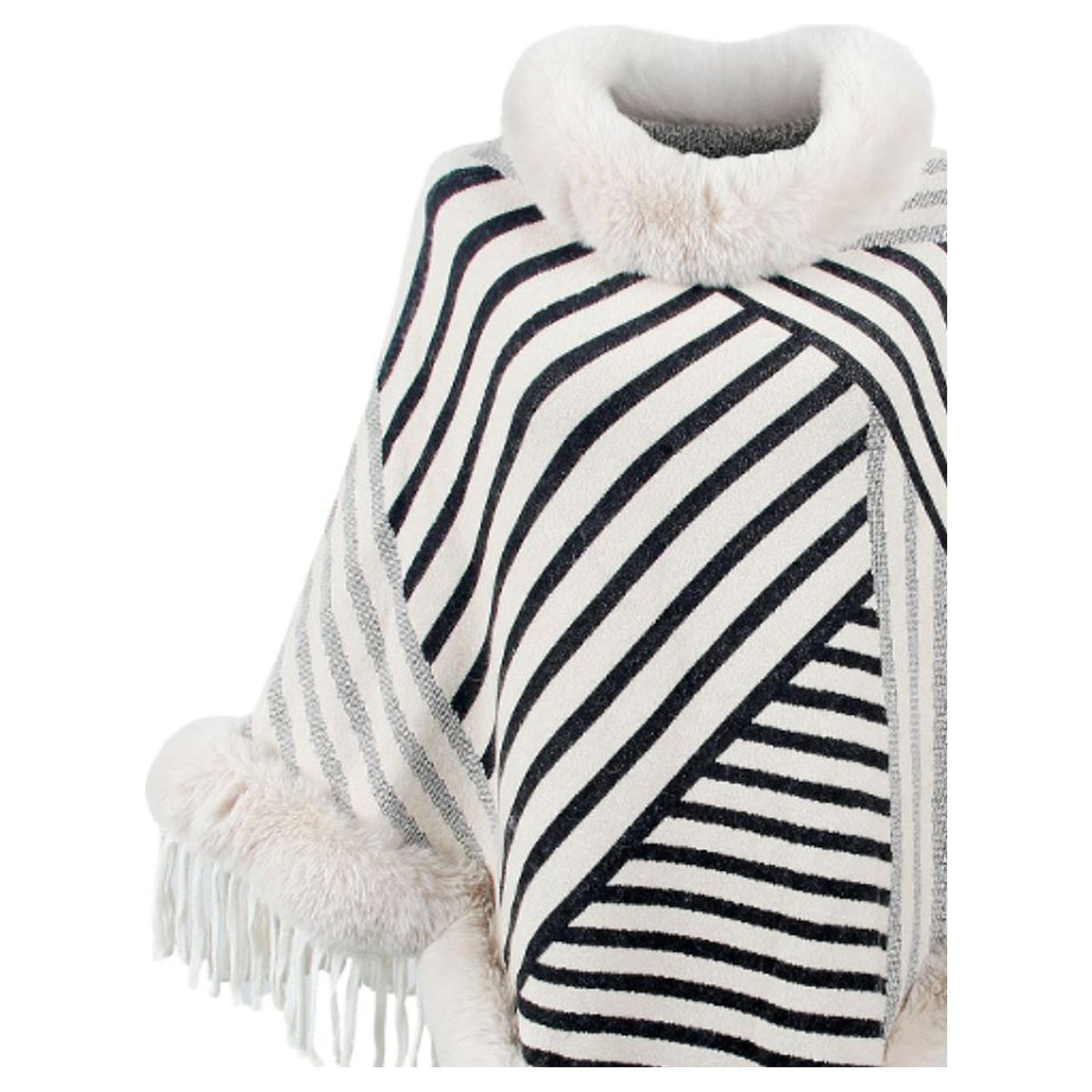 Striped Fringe Hem Poncho