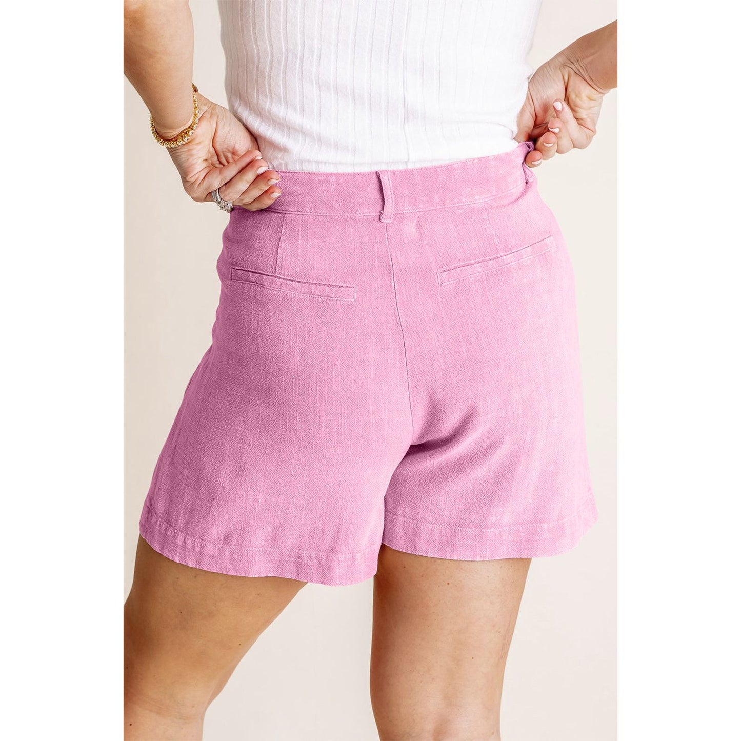 HYFVE High Waist Pleated Linen Shorts