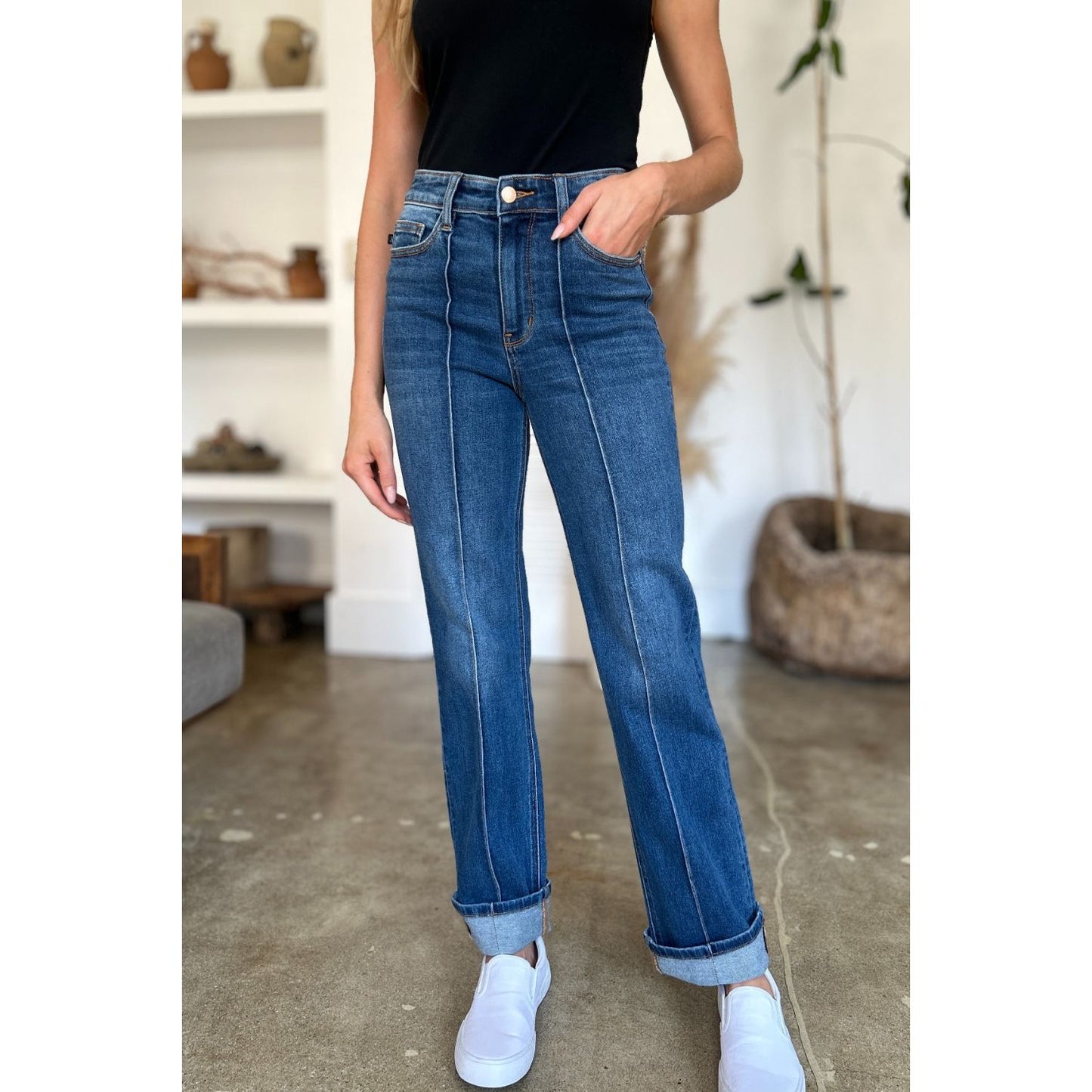 Judy Blue Full Size High Waist Front Seam Detail Straight Jeans