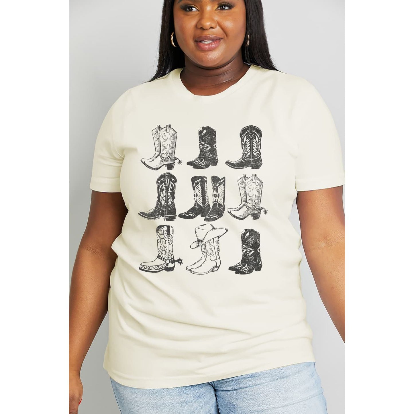 Simply Love Simply Love Full Size Cowboy Boots Graphic Cotton Tee