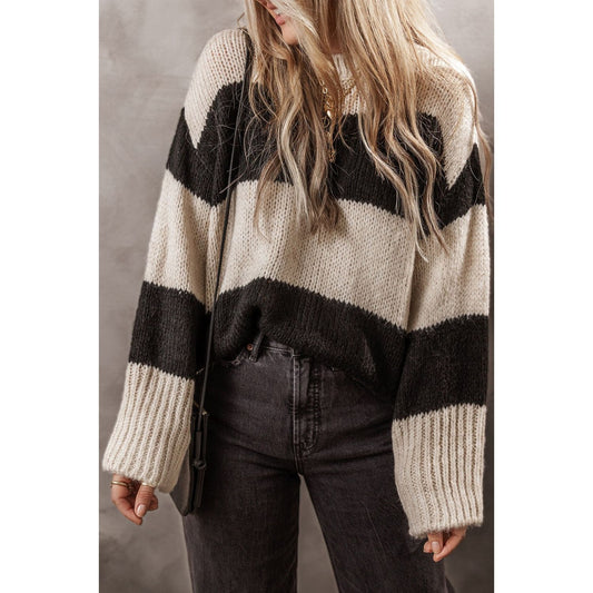 Color Block Round Neck Sweater