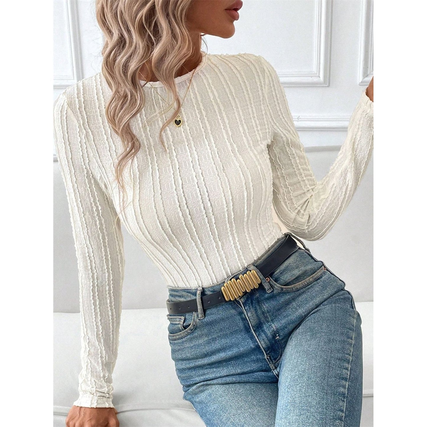 Round Neck Long Sleeve Top