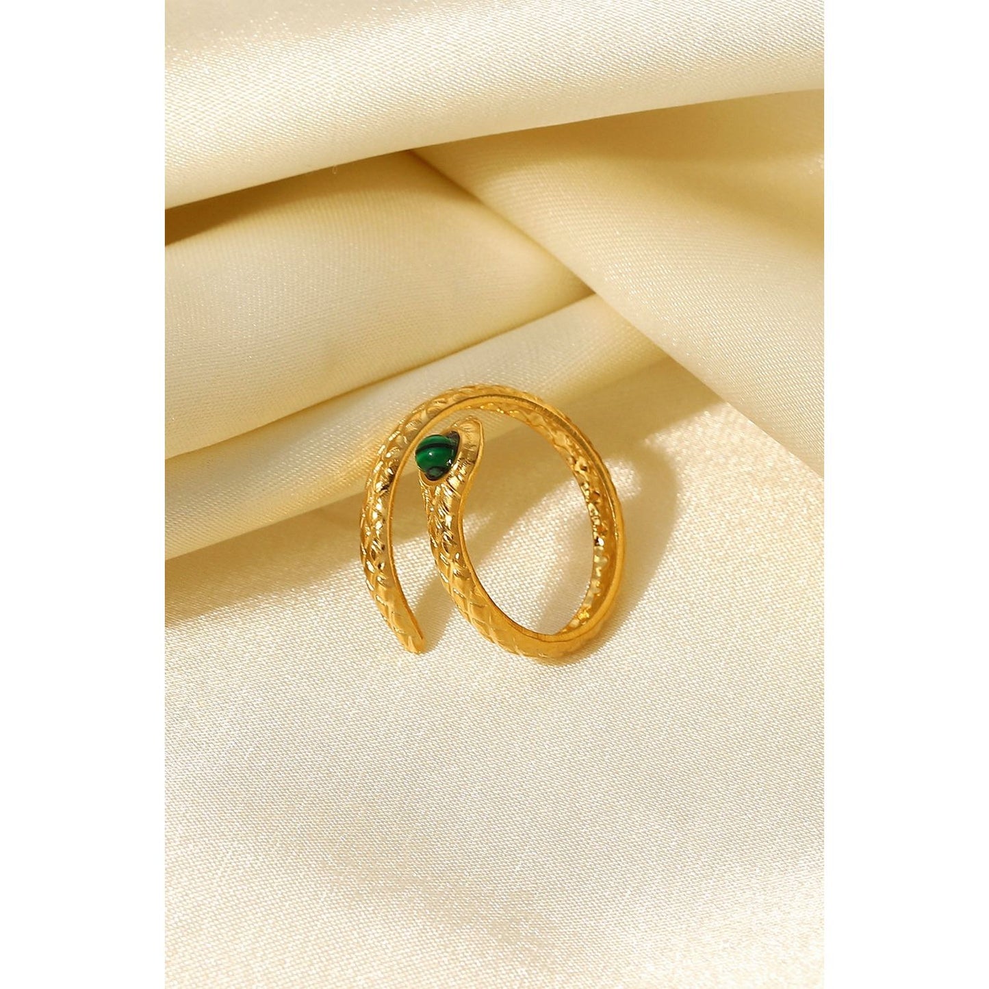 Snake Charmer Malachite Snake-Shaped Bypass Ring