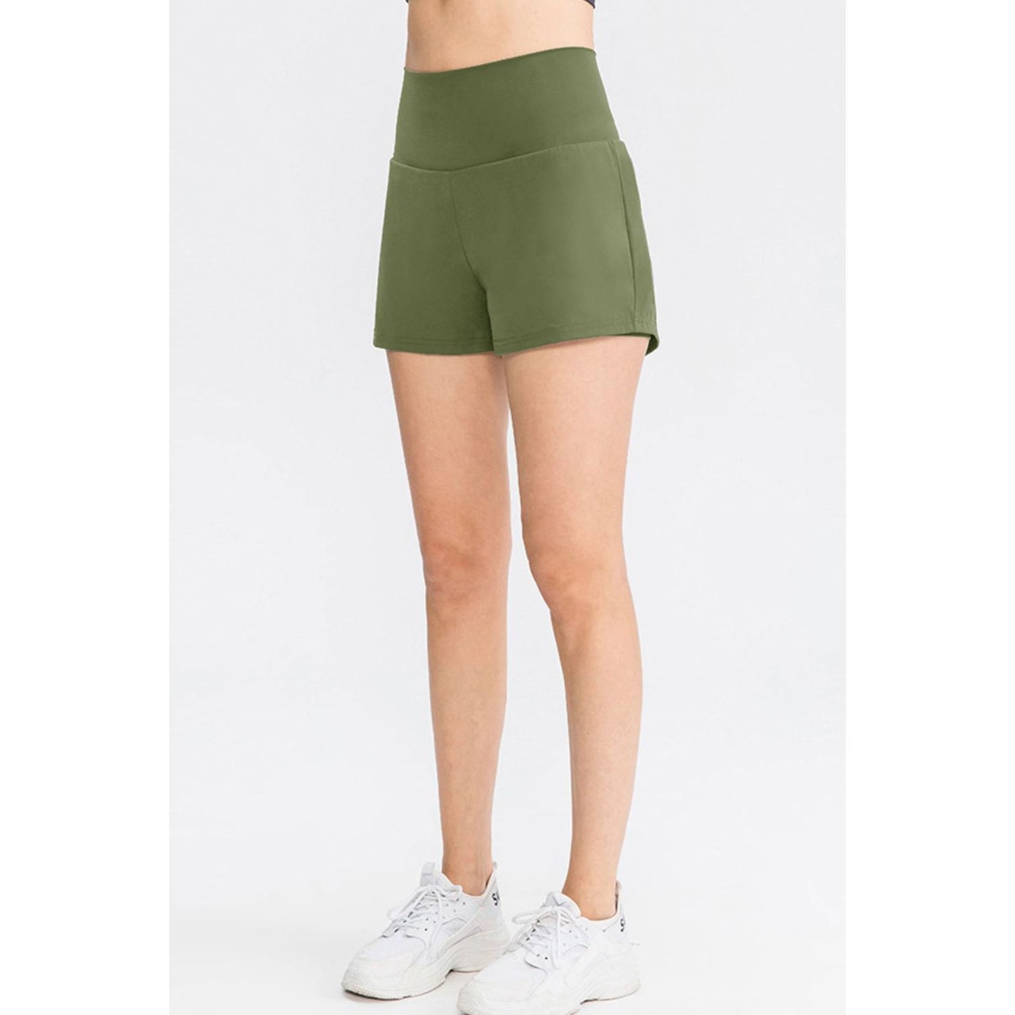 Wide Waistband Sports Shorts with Pockets