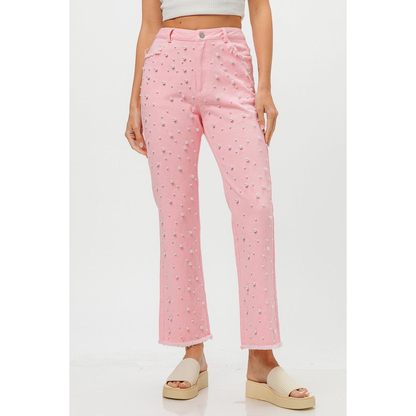 BiBi Washed Pearl Embellished Pants