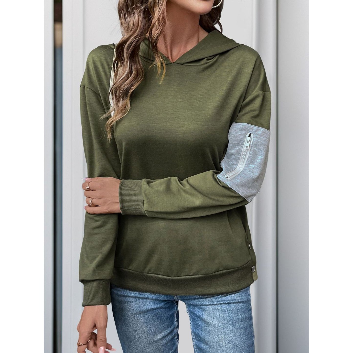 Perfee Dropped Shoulder Long Sleeve Hoodie