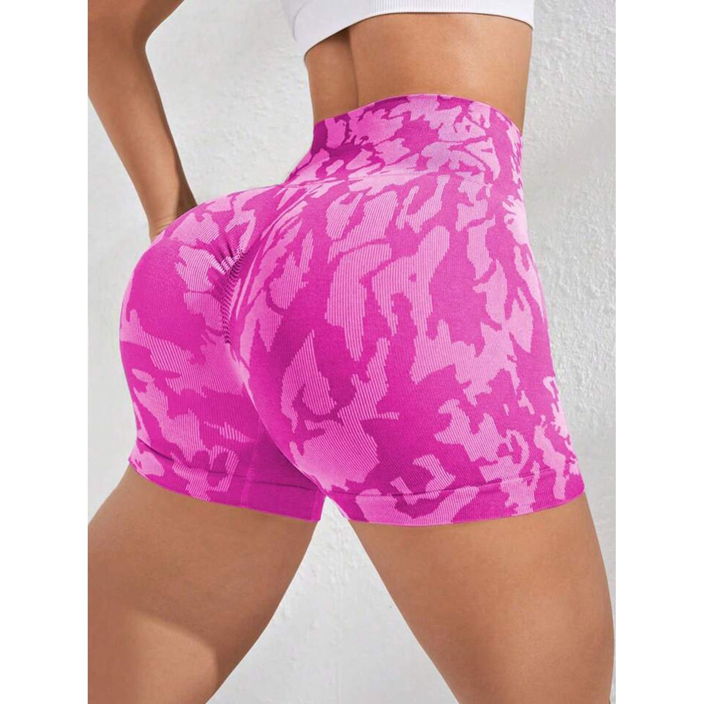 Printed High Waist Active Shorts