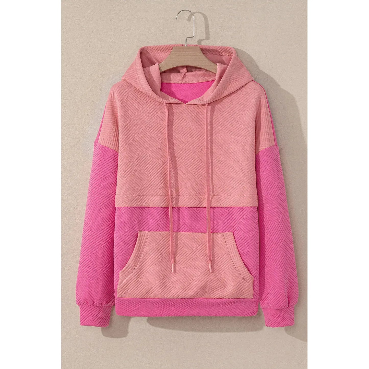 Drawstring Color Block Long Sleeve Hoodie