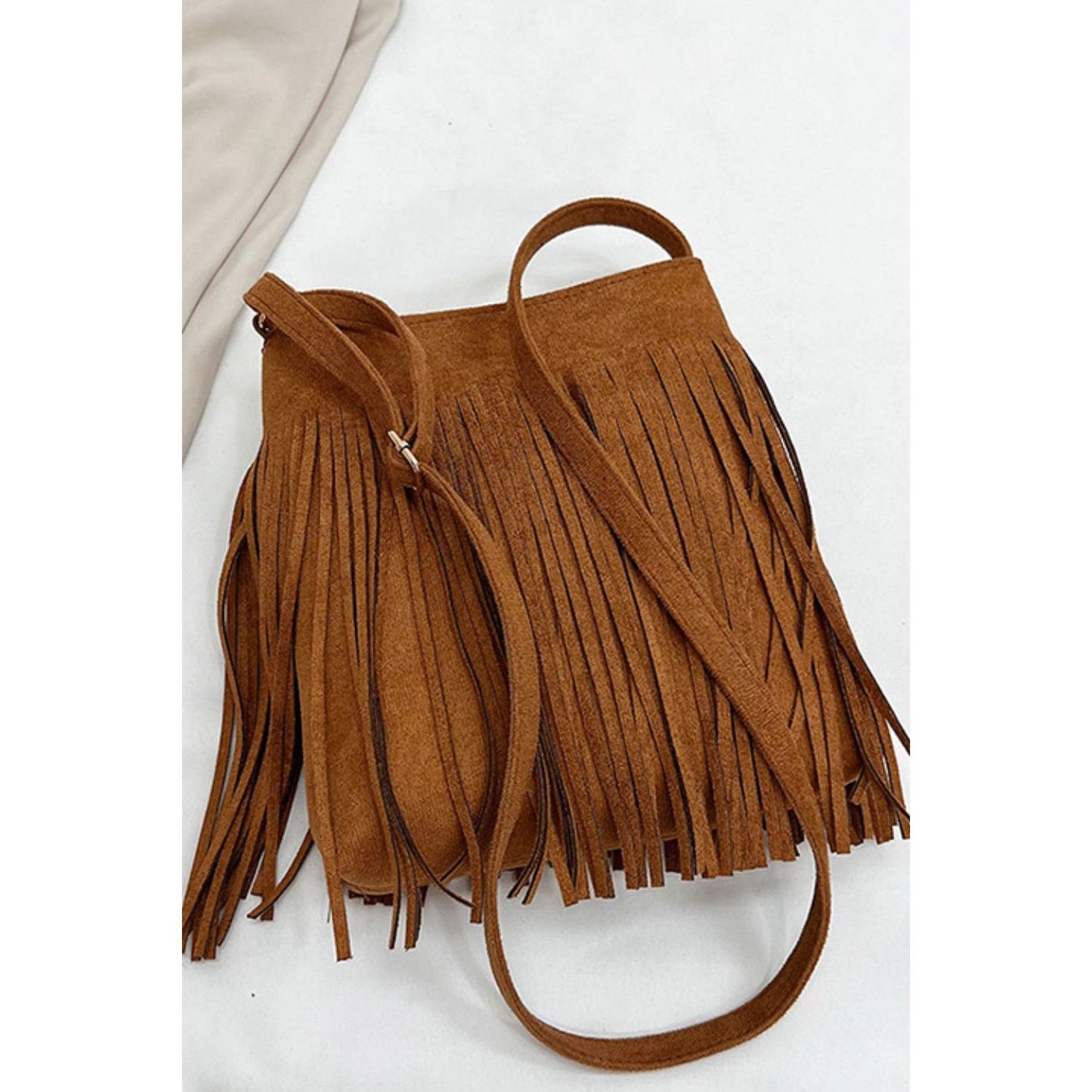 Suede Fringe Shoulder Bag