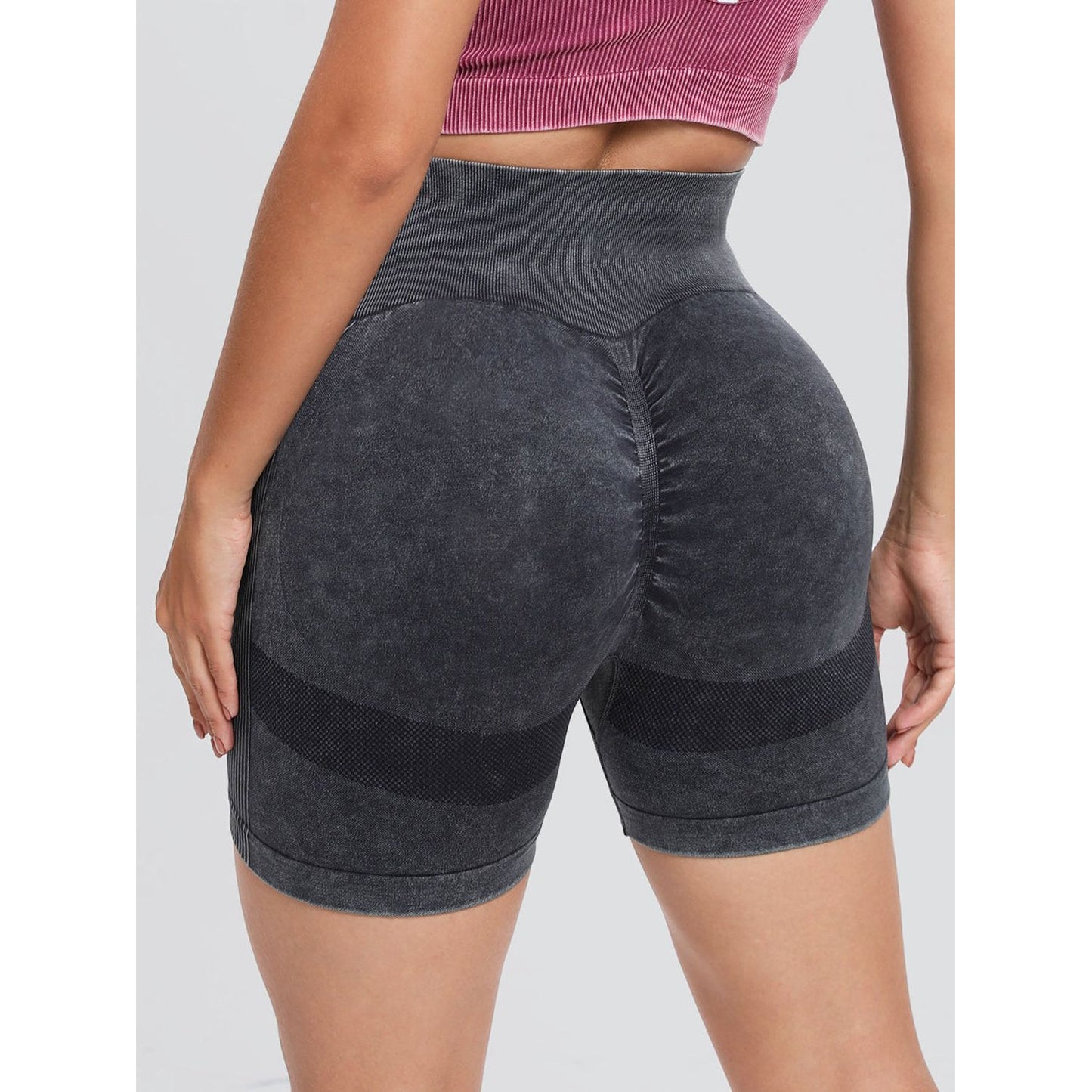 Washed High Waist Active Shorts