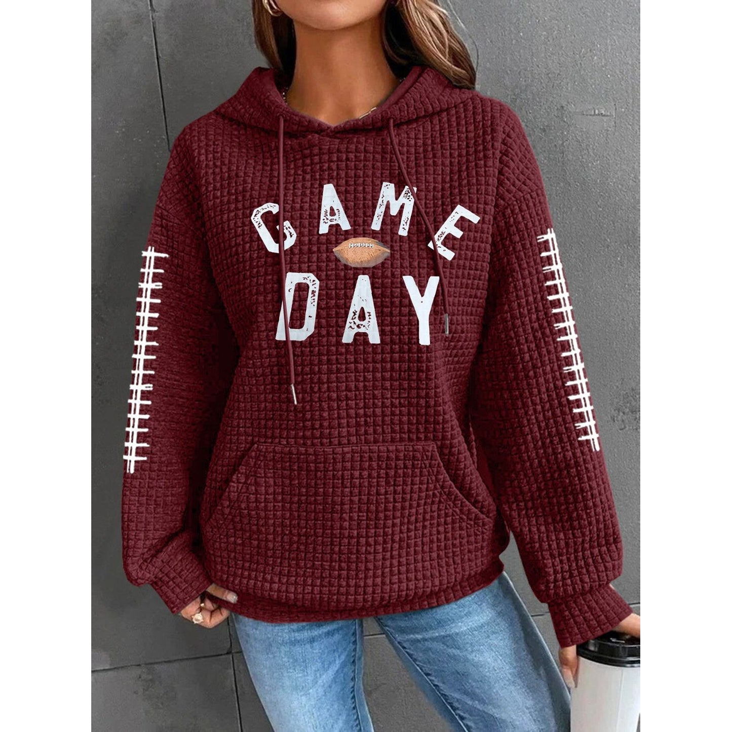 GAME DAY Football Drawstring Long Sleeve Hoodie