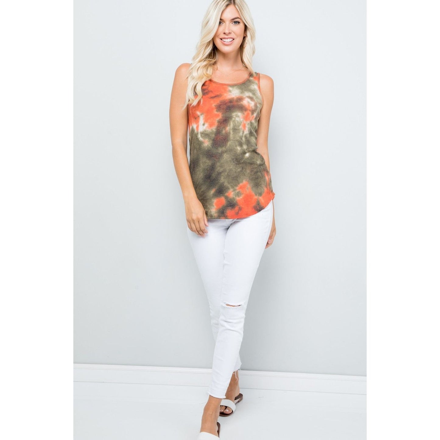 Celeste Full Size Backside Bow Tie Tie Dye Tank