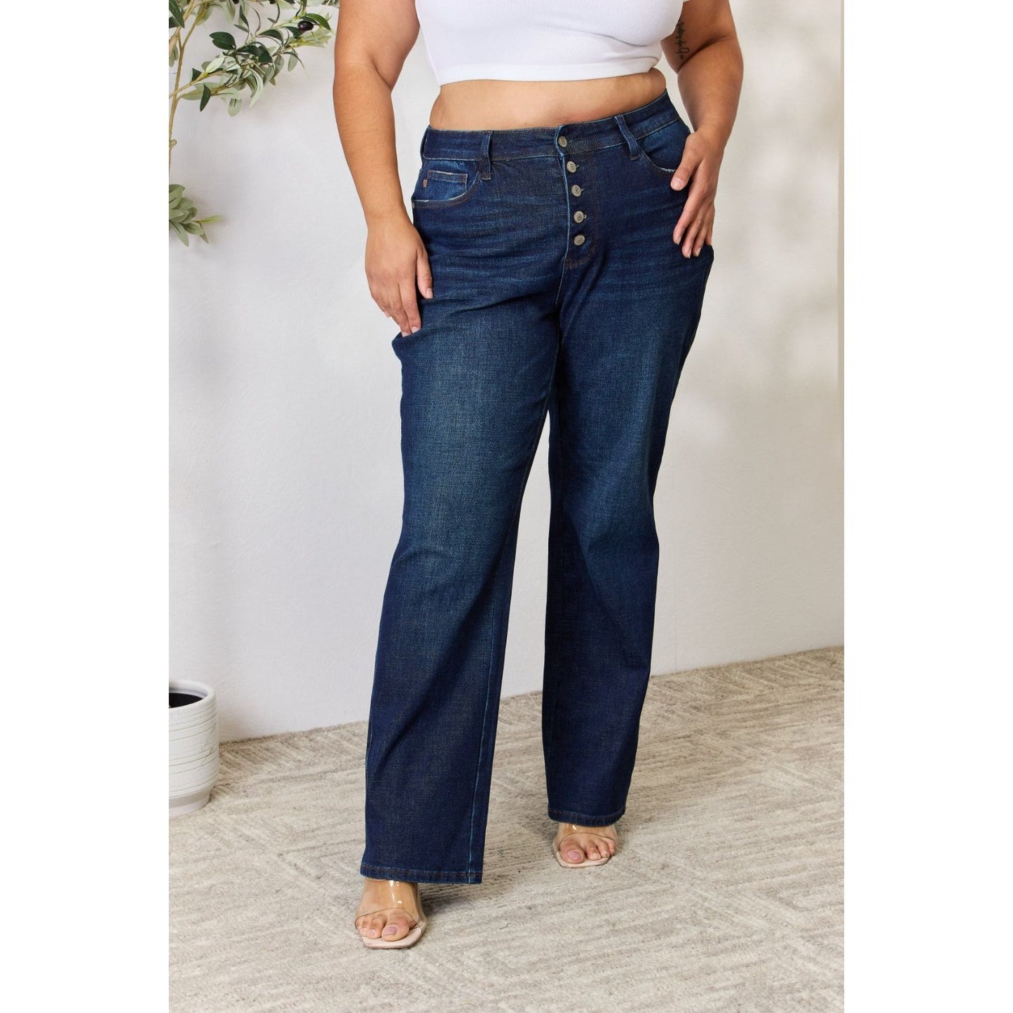 Judy Blue Full Size Button-Fly Straight Jeans