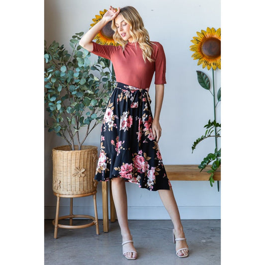 Reborn J Floral Wrap Ruffle Hem Skirt