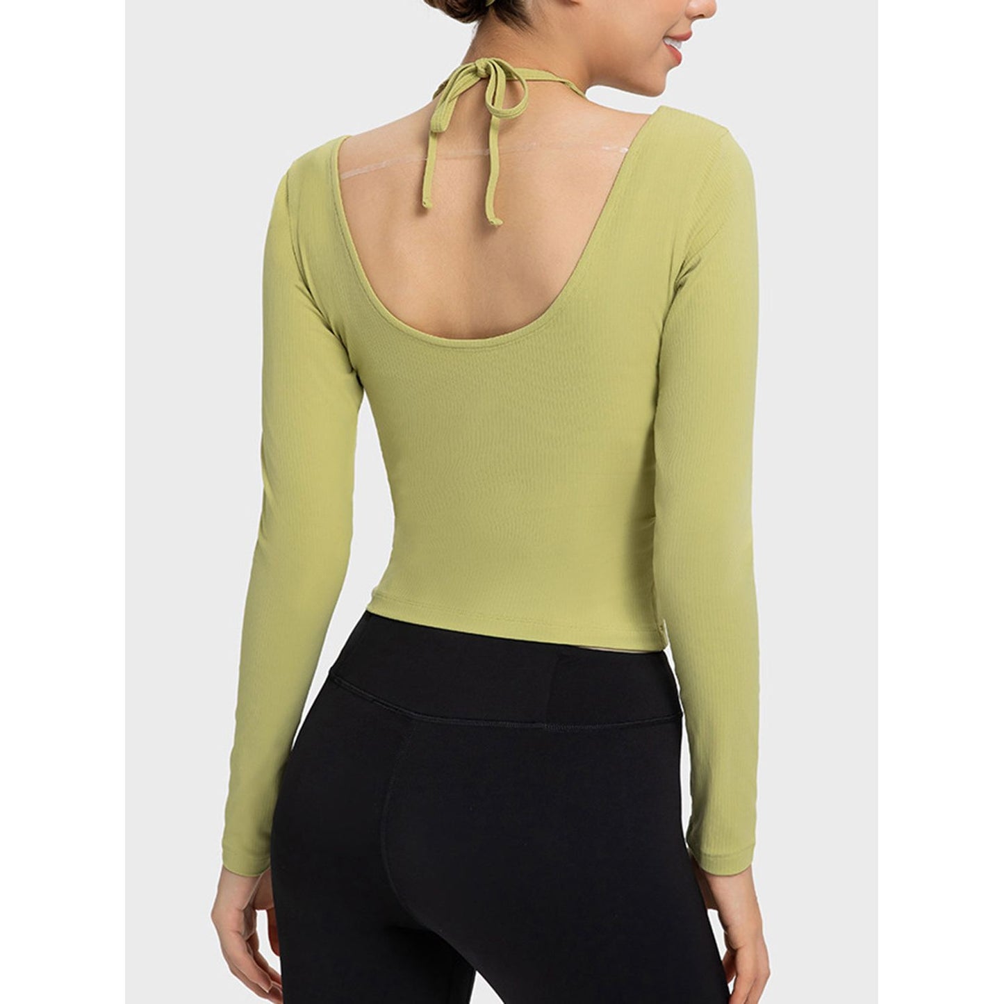 Halter Neck Long Sleeve Sporty Top