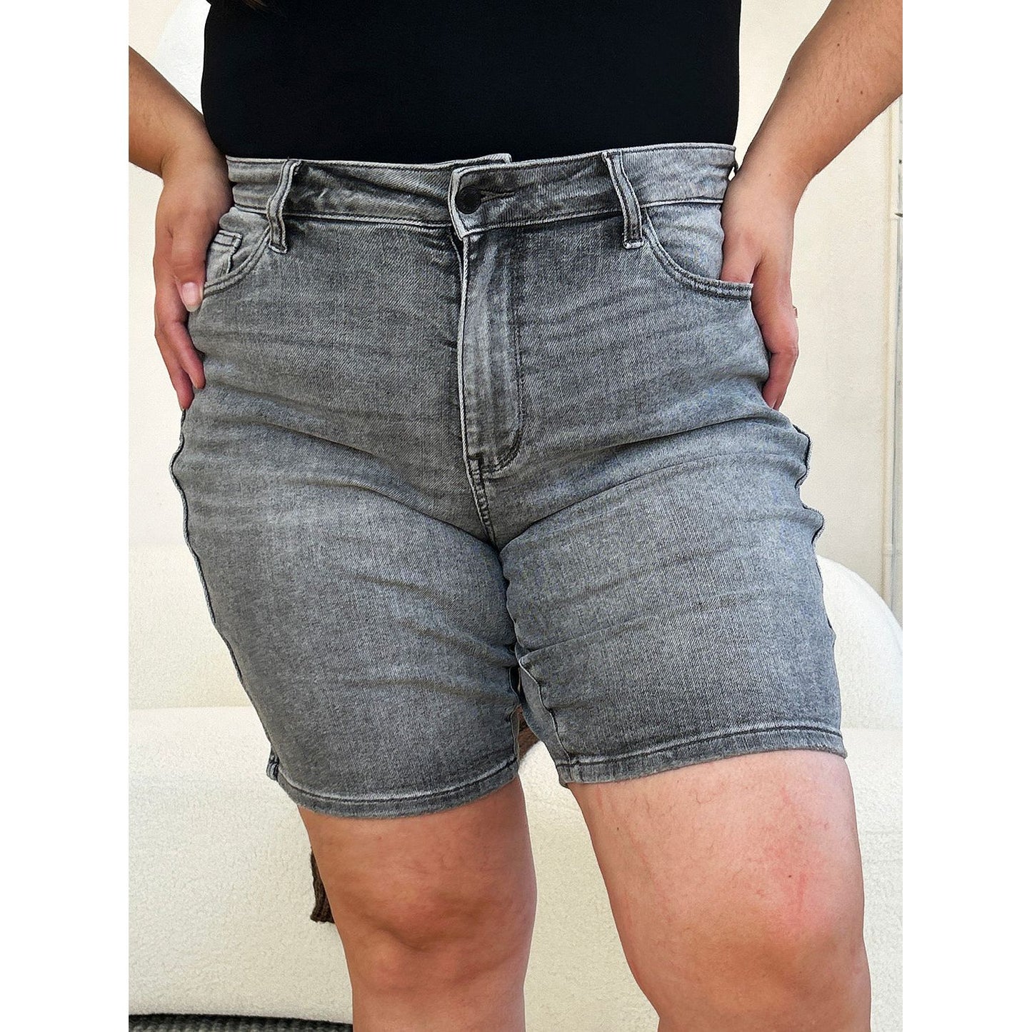 Judy Blue Full Size High Waist Washed Denim Shorts