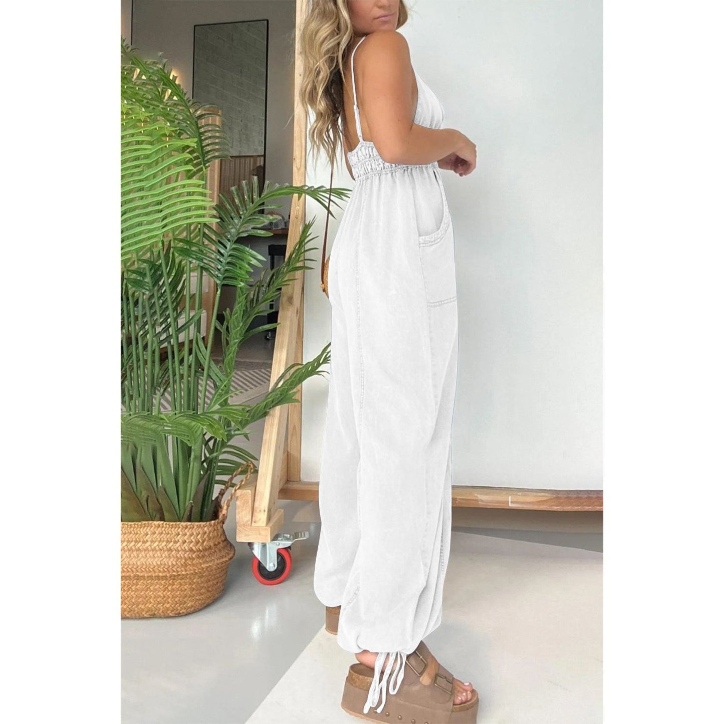 Full Size Spaghetti Strap Jumpsuit with Pockets