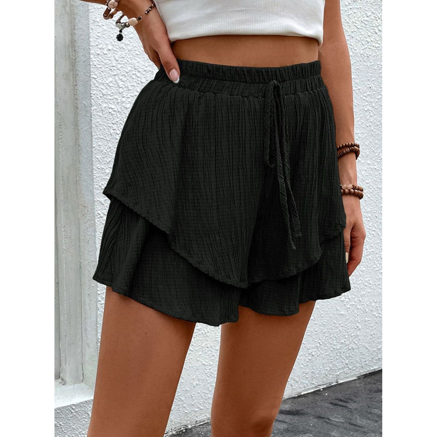 Perfee Tied Layered High Waist Shorts