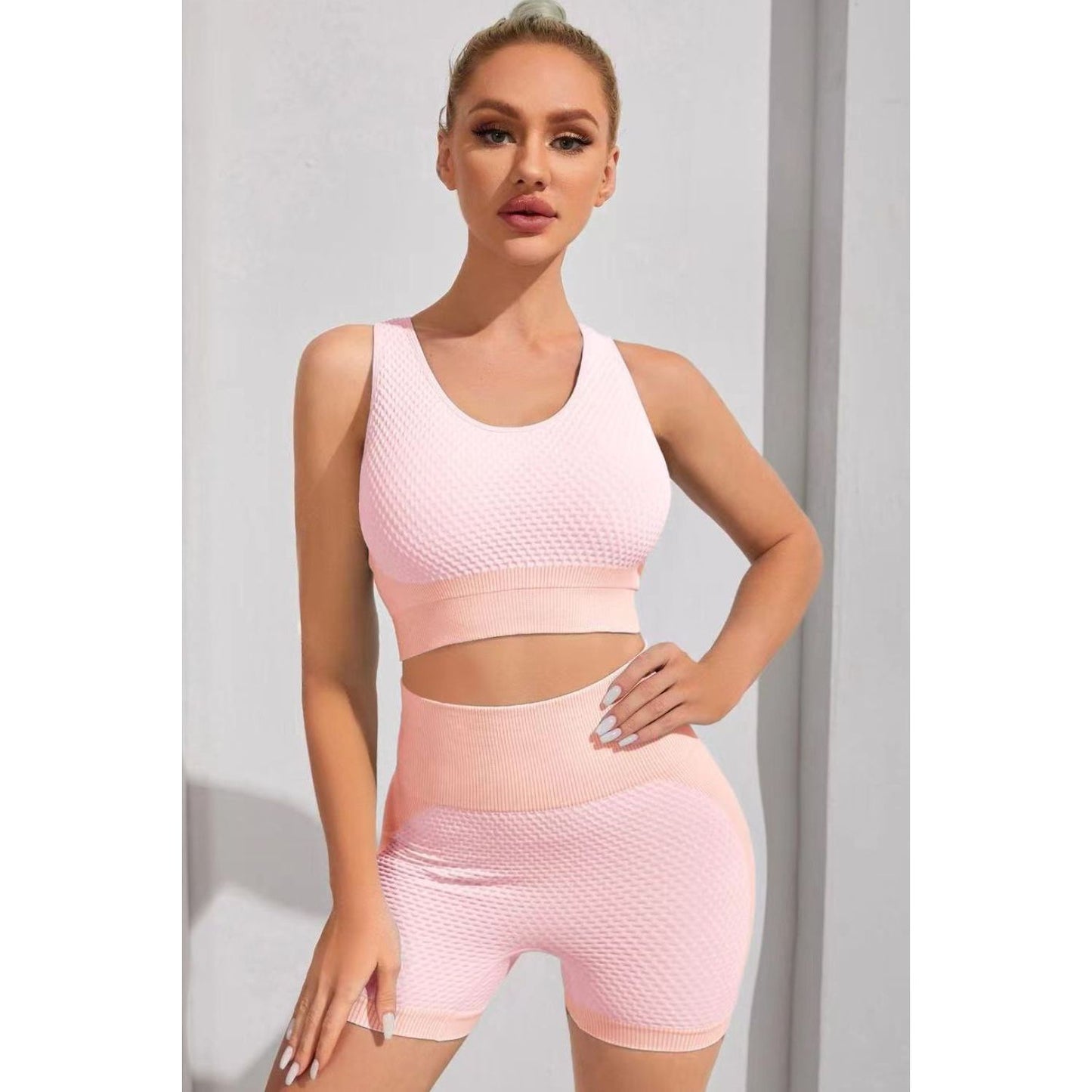 Round Neck Sports Bra and Shorts Set