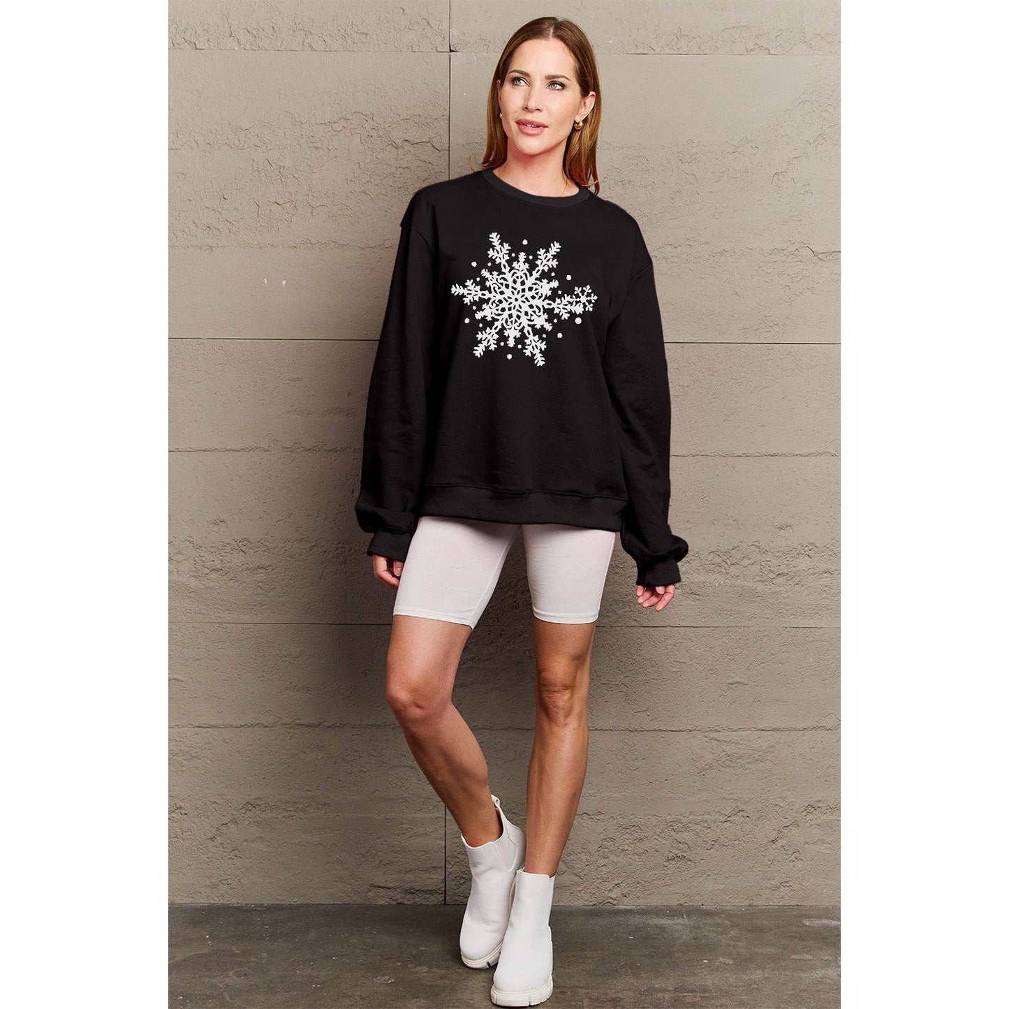 Simply Love Full Size Snowflake Graphic Sweatshirt