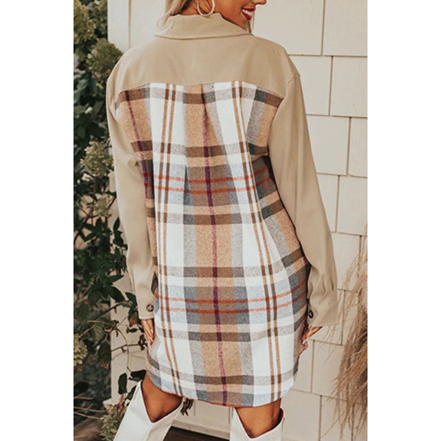 Pocketed Plaid Long Sleeve Mini Dress