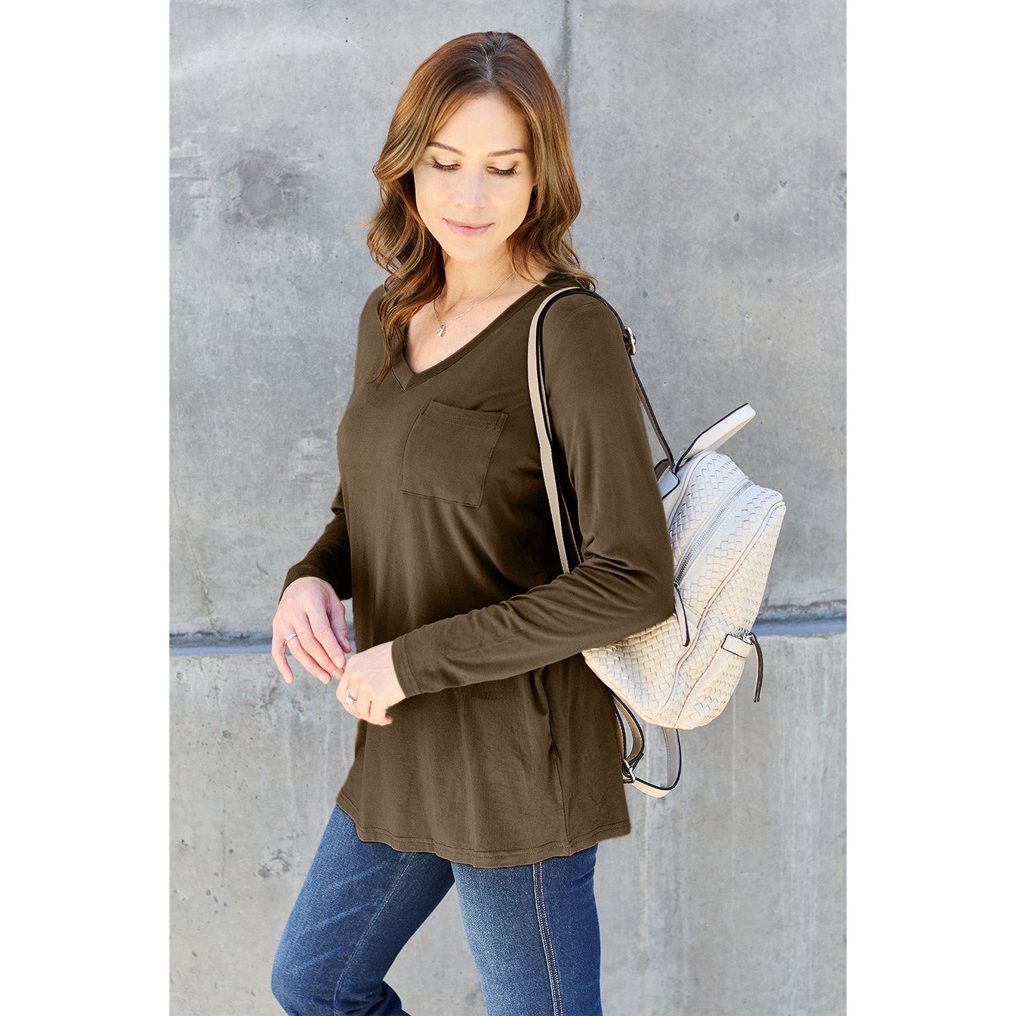 Basic Bae Full Size V-Neck Long Sleeve Top