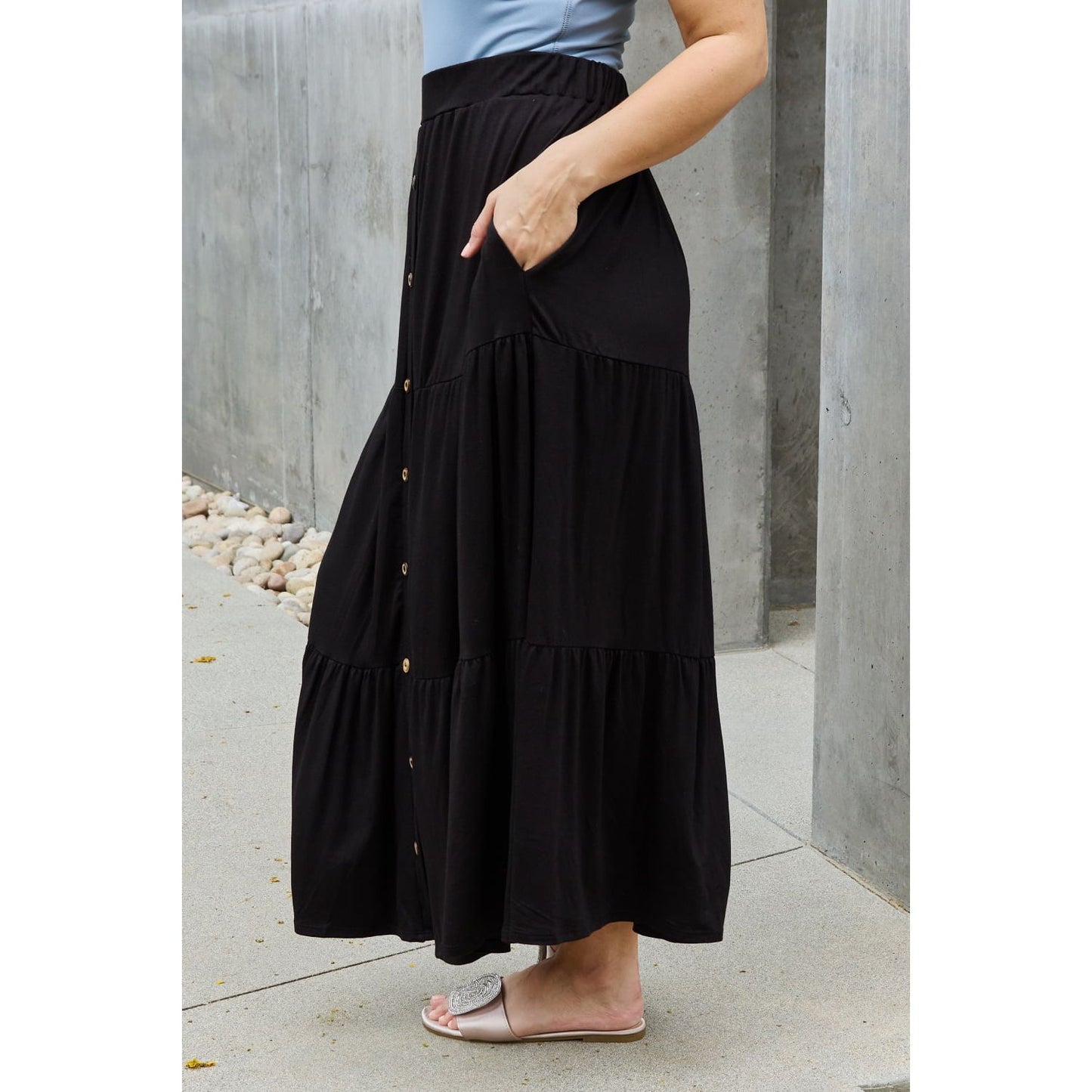 Heimish So Easy Full Size Solid Maxi Skirt