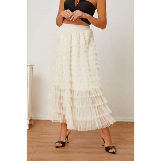 Ruched High Waist Tiered Skirt