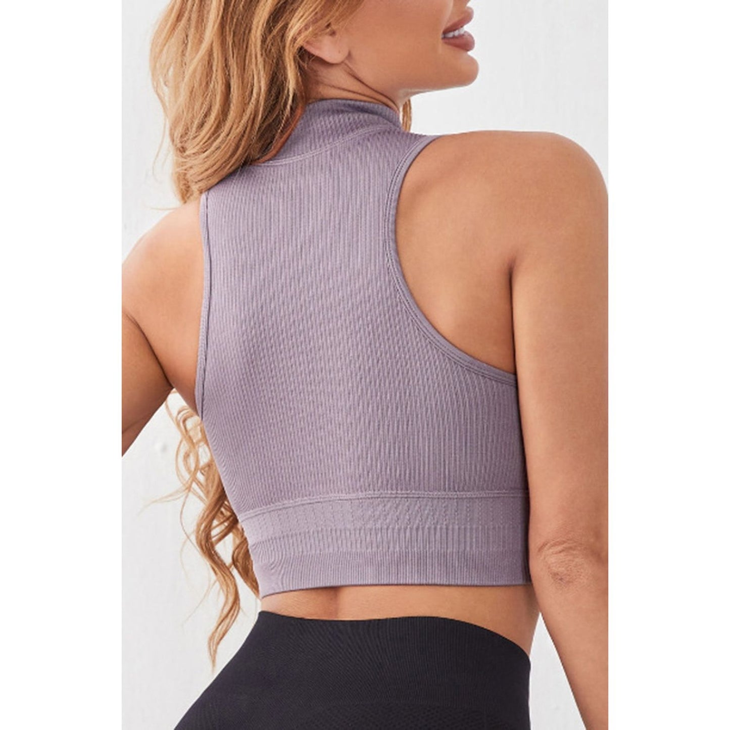 Mock Neck Ribbed Sports Tank