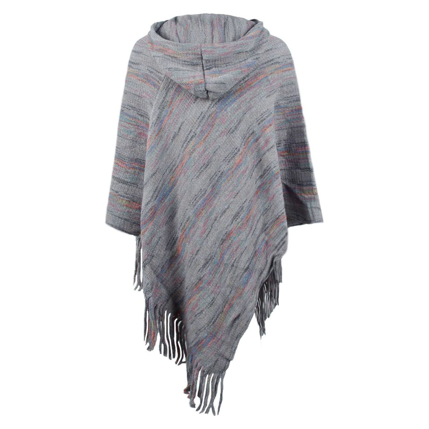 Fringe Hem Hooded Poncho