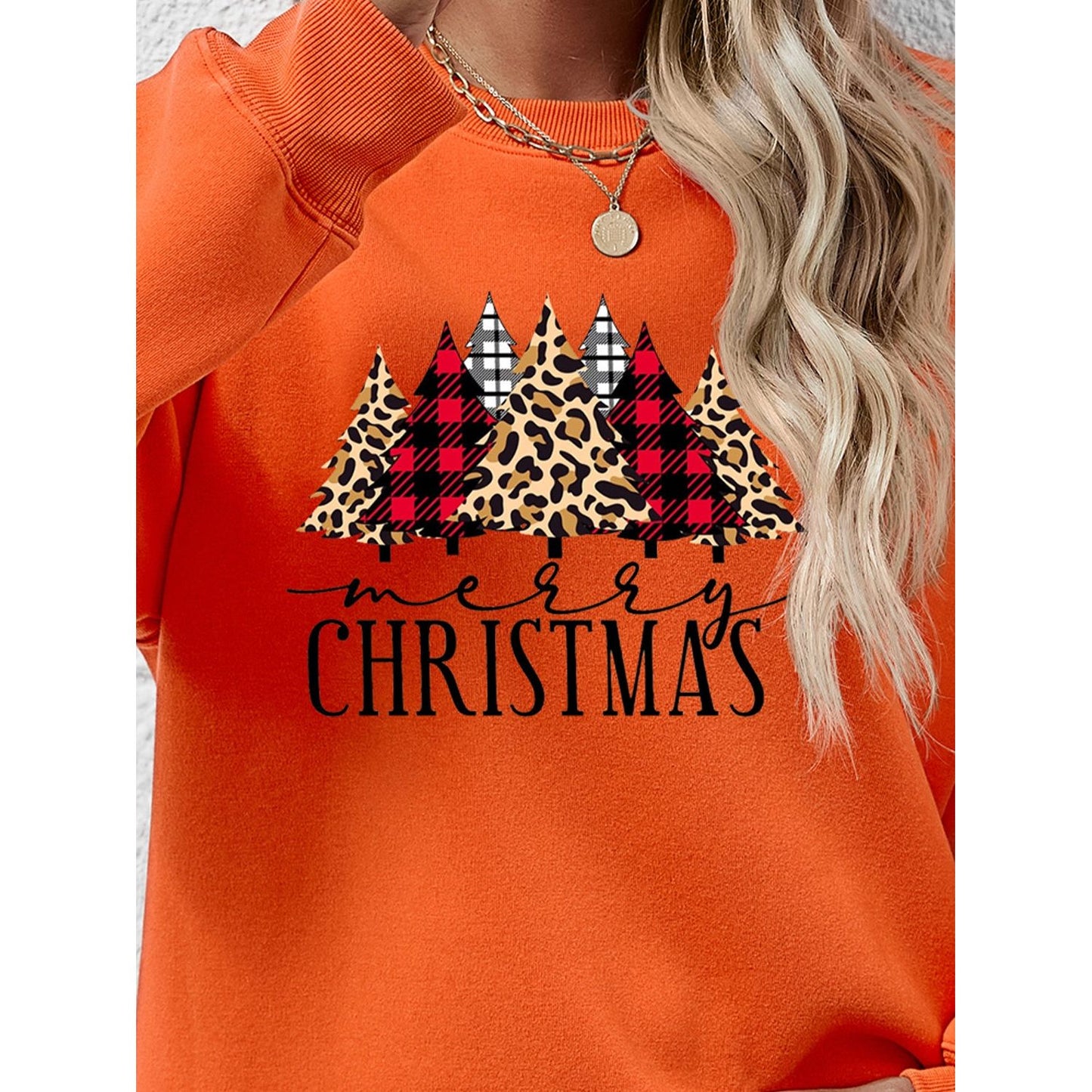 MERRY CHRISTMAS Round Neck Long Sleeve Sweatshirt