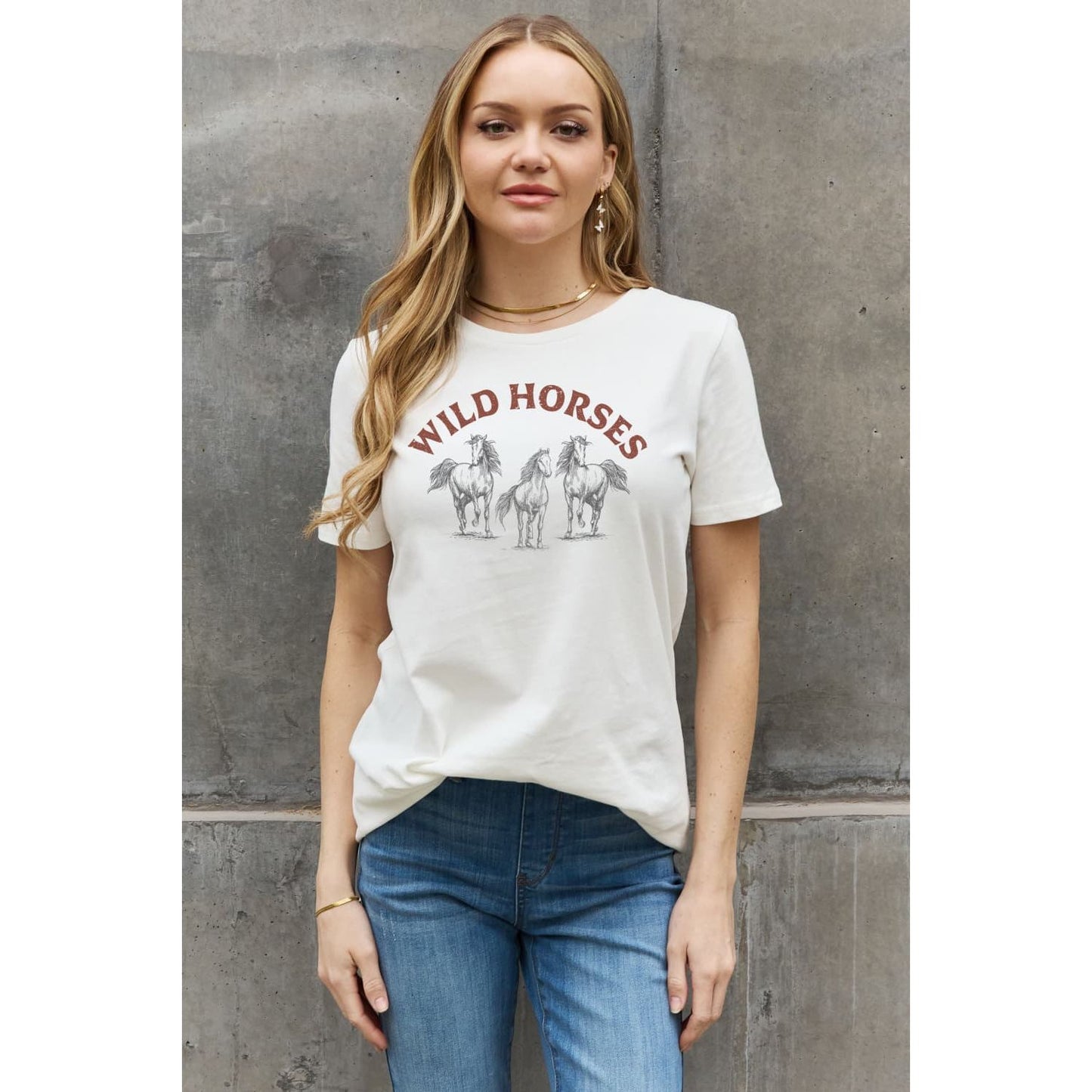 Simply Love WILD HORSES Graphic Cotton T-Shirt