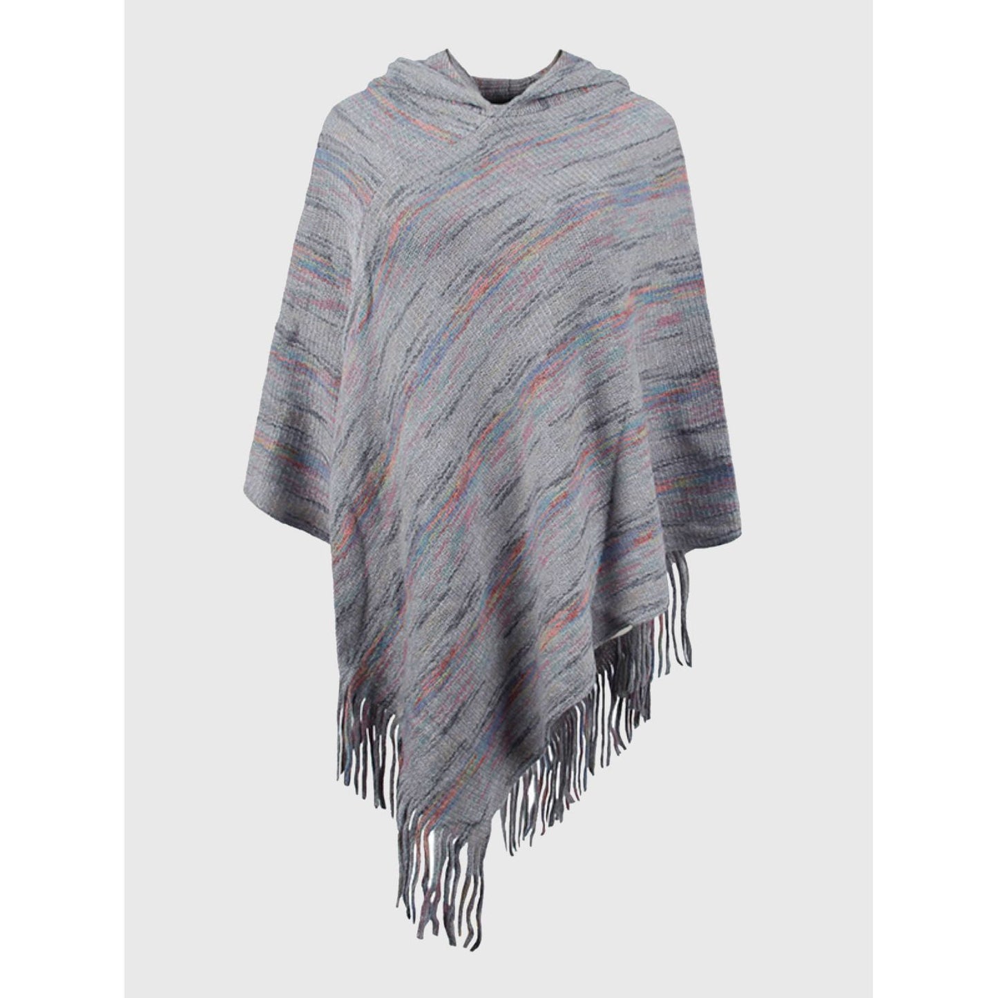 Fringe Hem Hooded Poncho