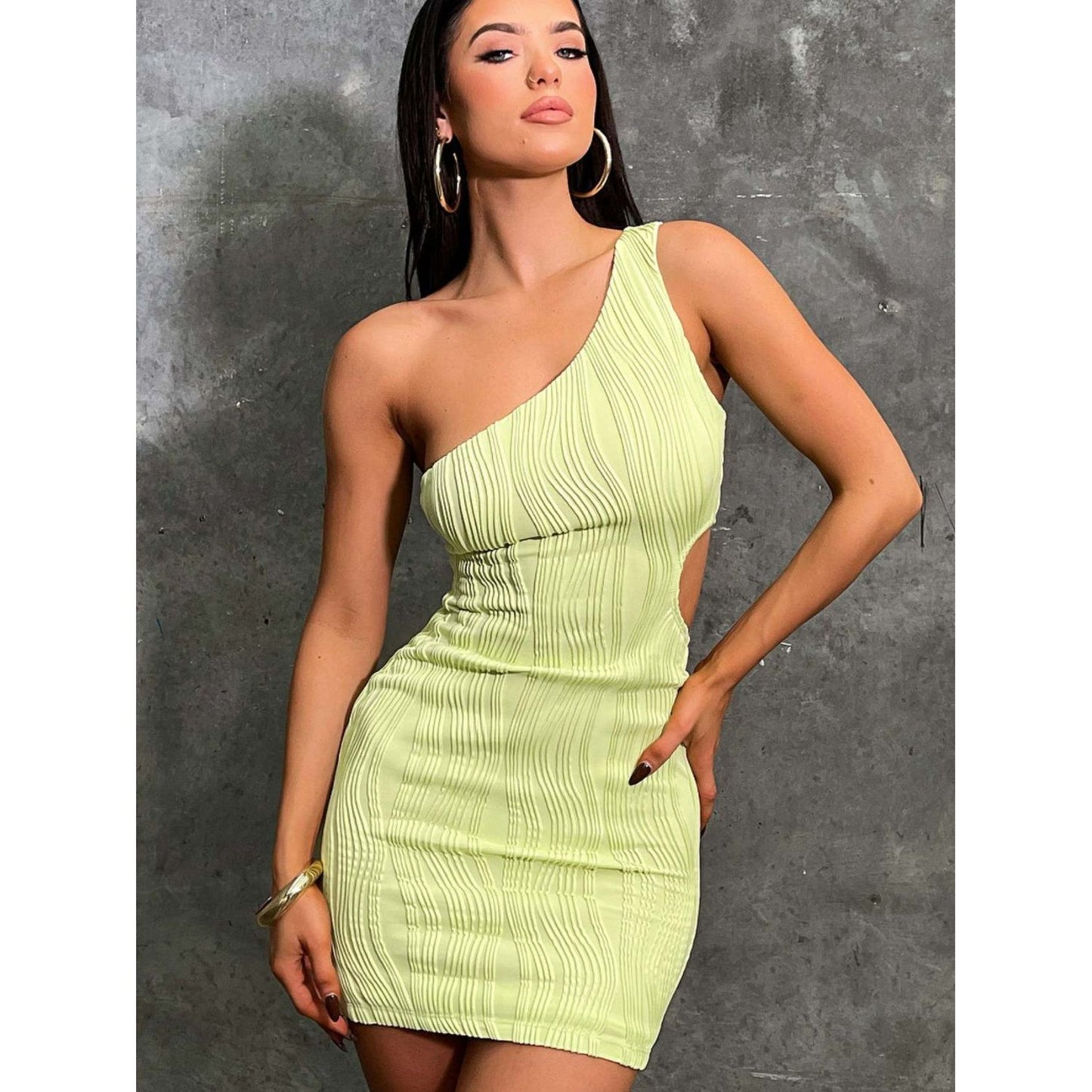 One Shoulder Cutout Mini Dress