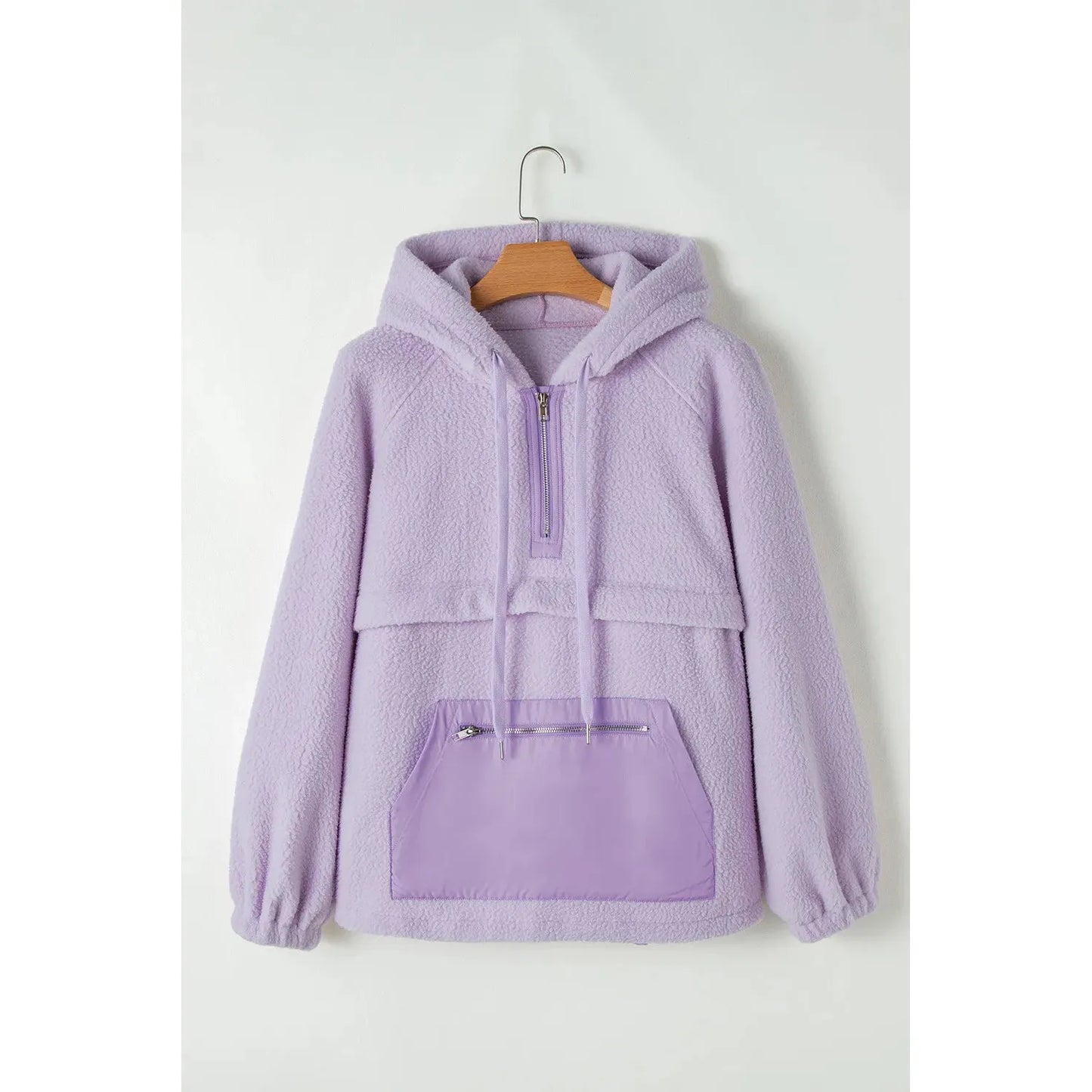 Drawstring Half Zip Long Sleeve Hoodie