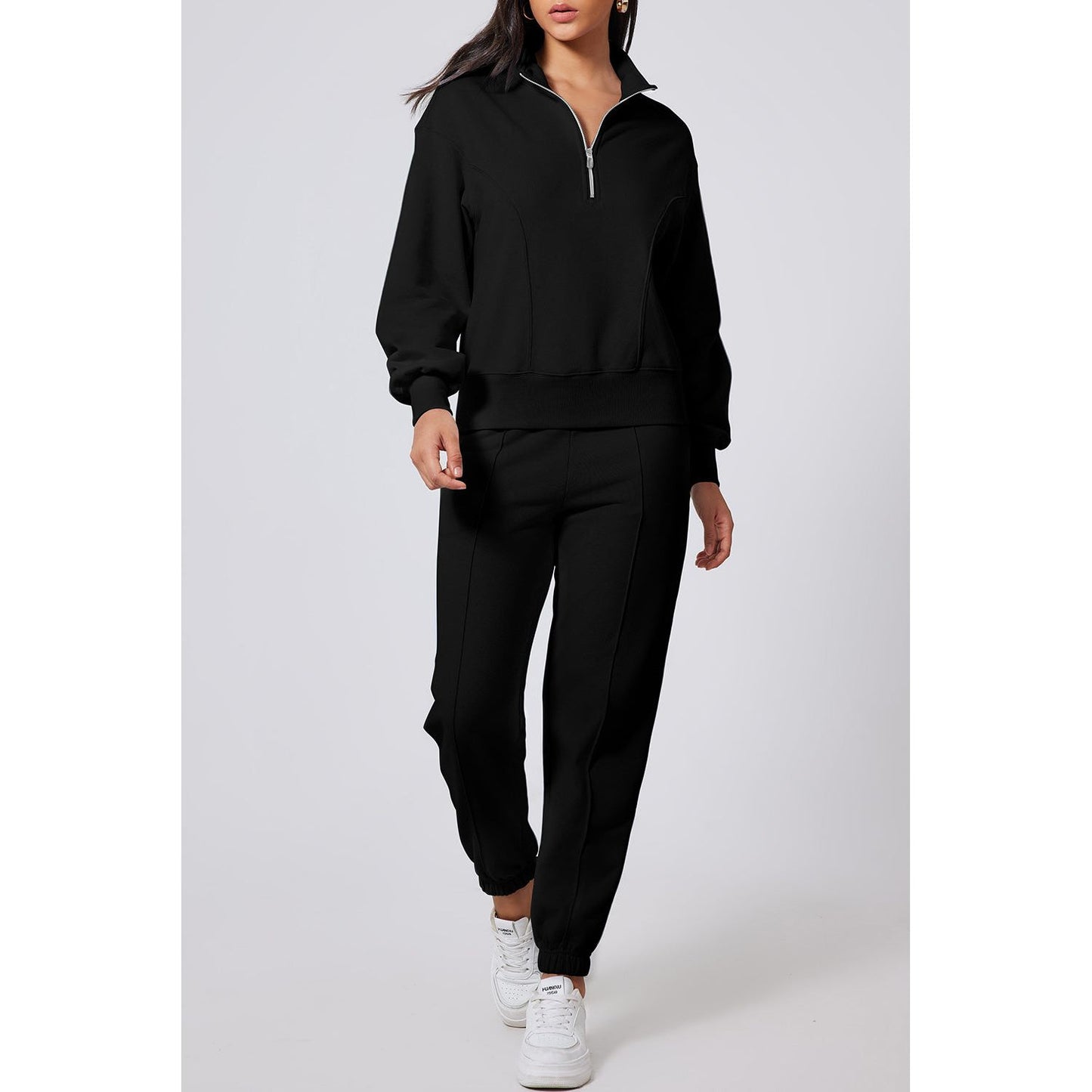 Half Zip Long Sleeve Top and Joggers Active Set