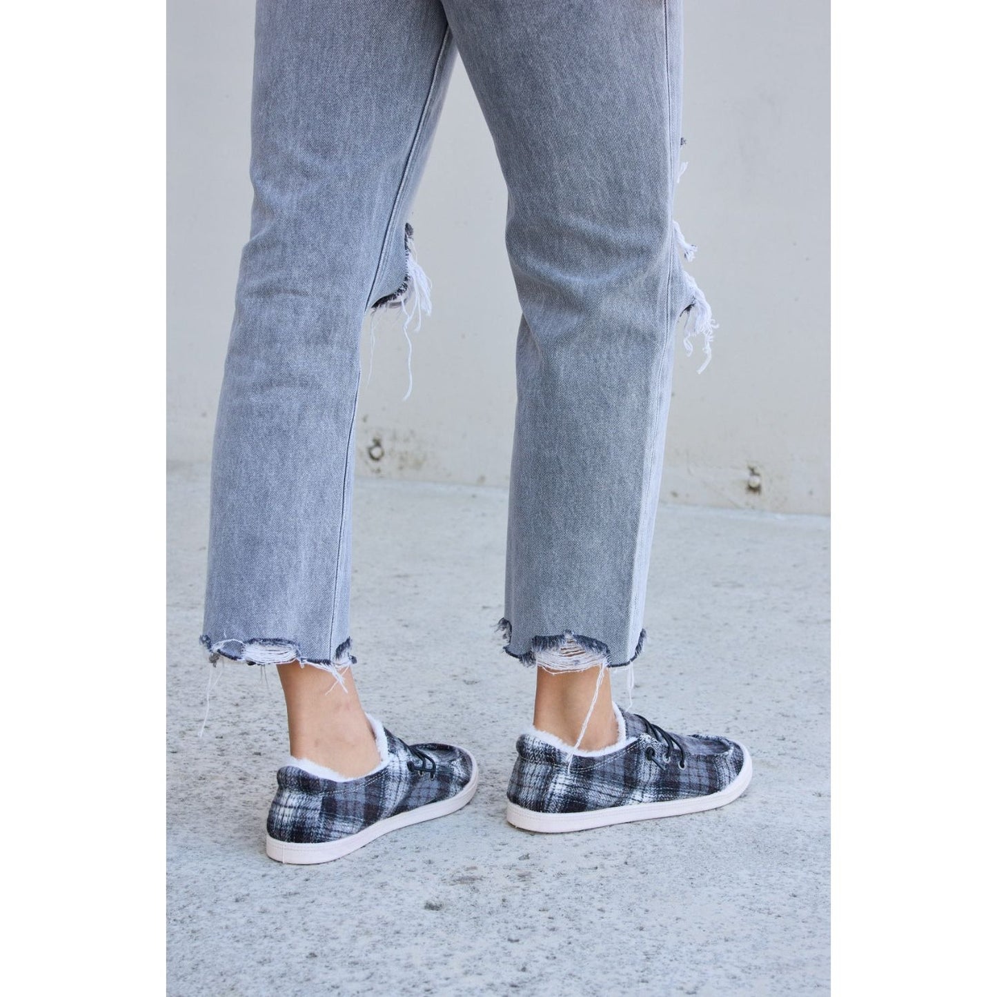 Forever Link Plaid Plush Flat Sneakers